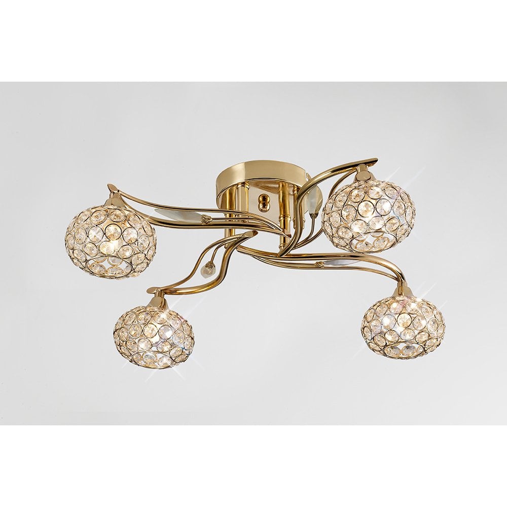 Leimo Ceiling 4 Light French Gold/Crystal