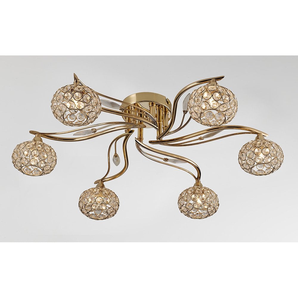 Leimo Ceiling 6 Light French Gold/Crystal