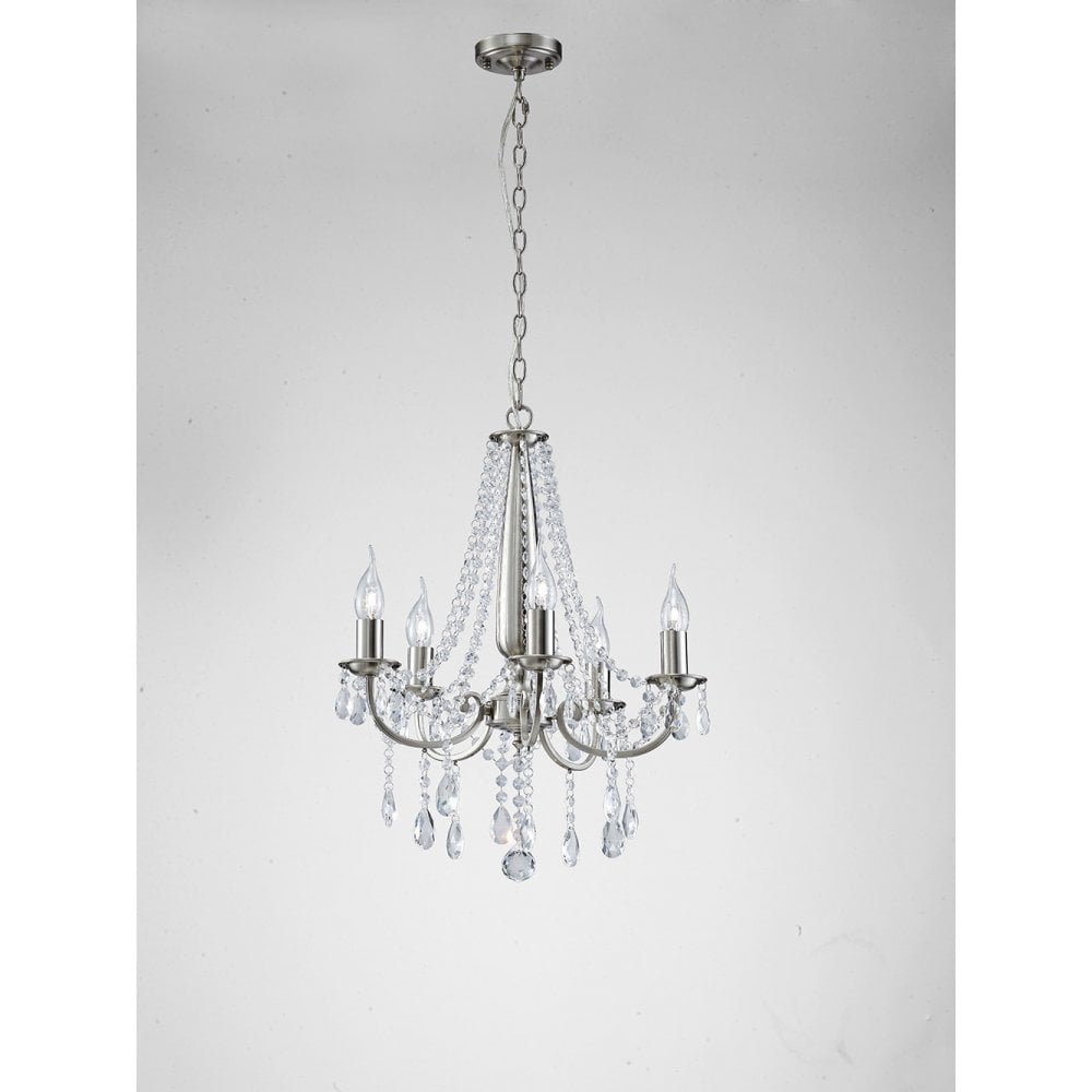 Kyra Pendant 5 Light Satin Nickel/Crystal