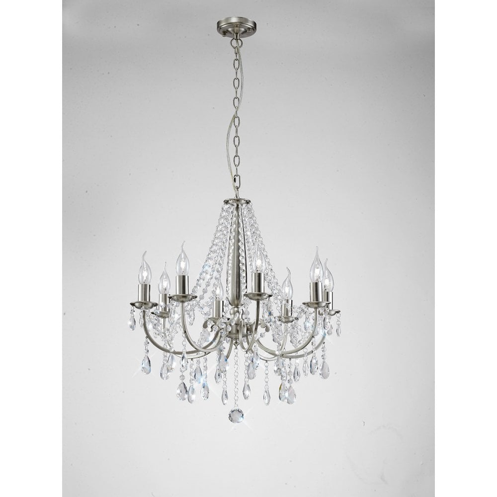 Kyra Pendant 8 Light Satin Nickel/Crystal