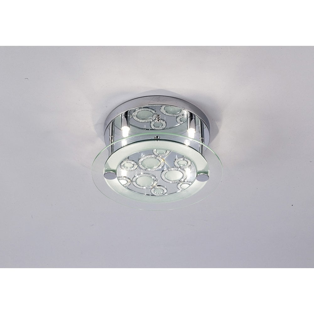 Destello Ceiling Round With Circle Pattern 4 Light Polished Chrome/Crystal