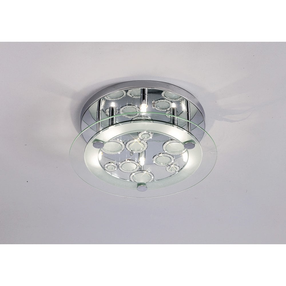 Destello Ceiling Round With Circle Pattern 6 Light Round Polished Chrome/Crystal