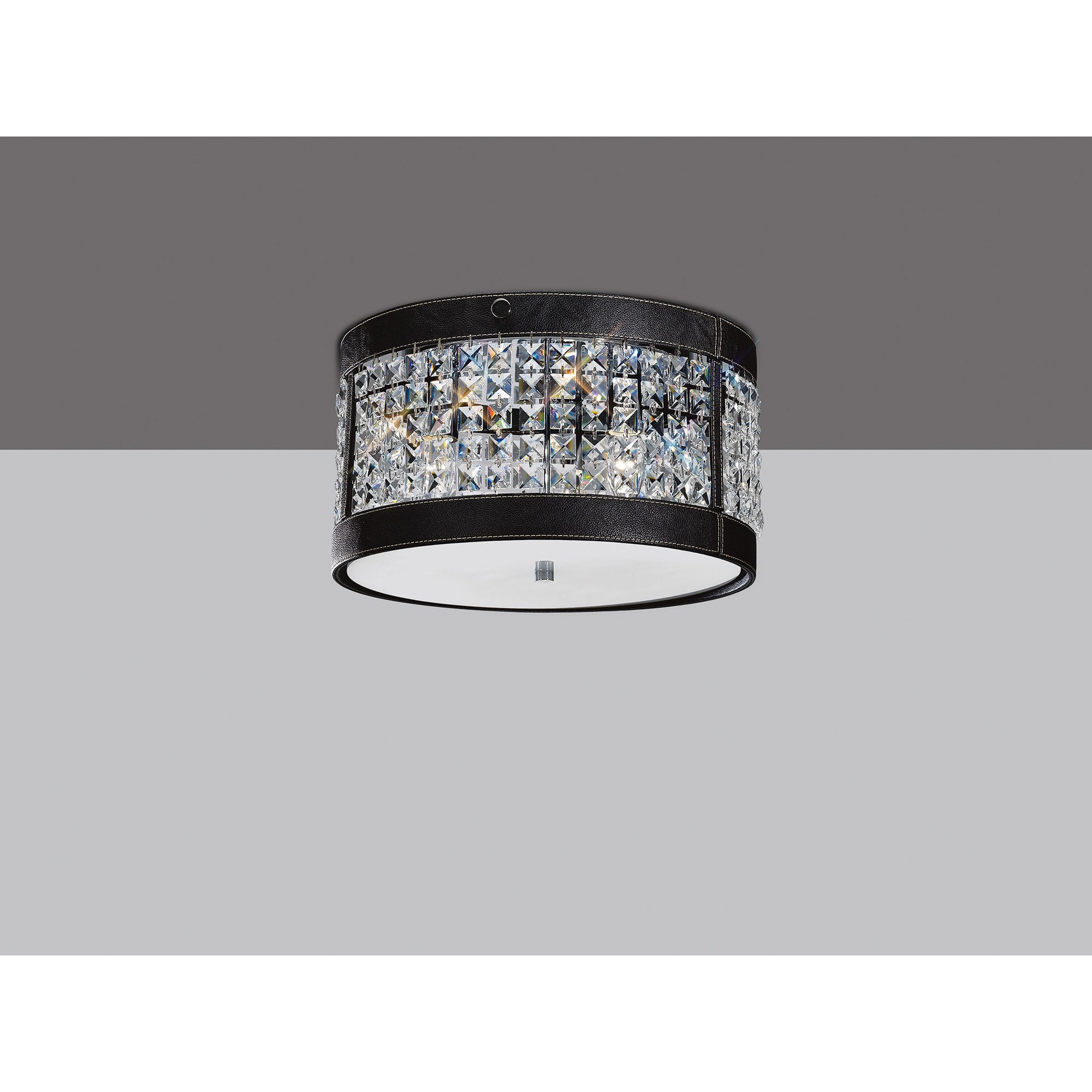 Celsa Ceiling 3 Light Polished Chrome/Black Faux Leather/Crystal