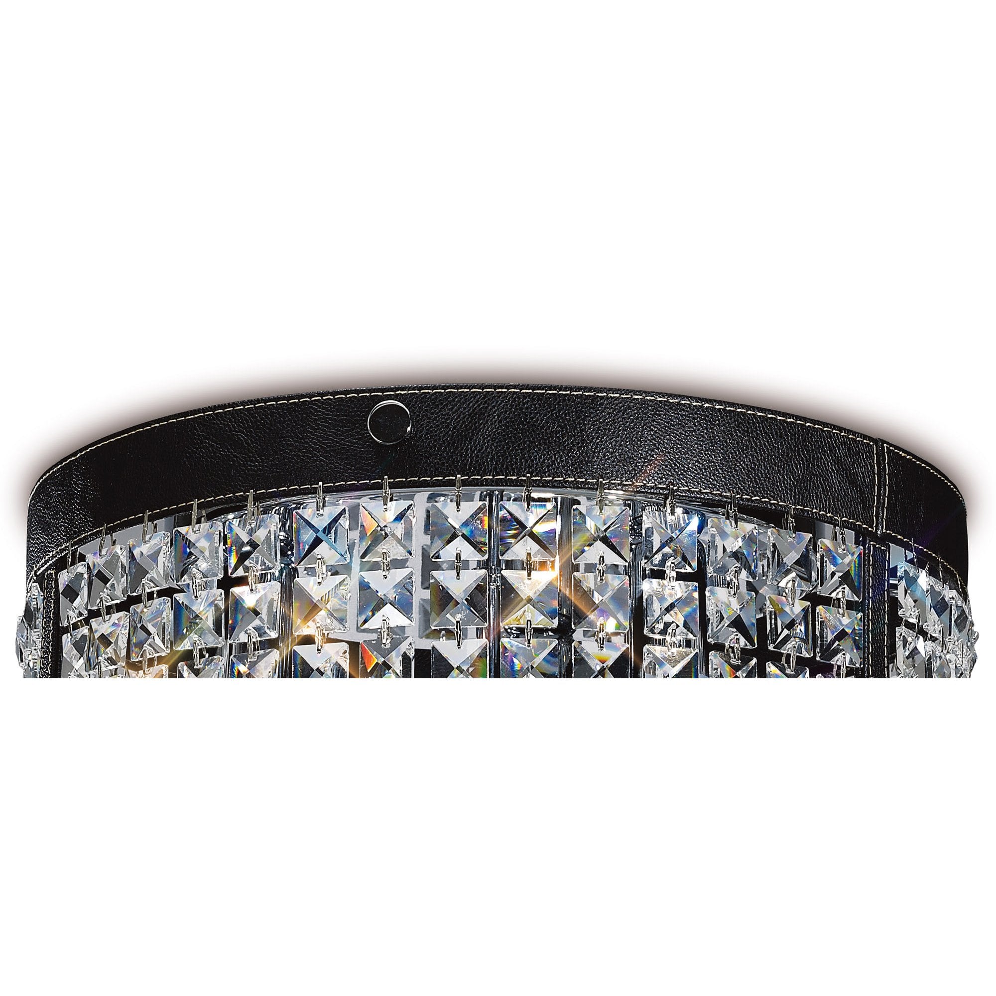 Celsa Ceiling 3 Light Polished Chrome/Black Faux Leather/Crystal