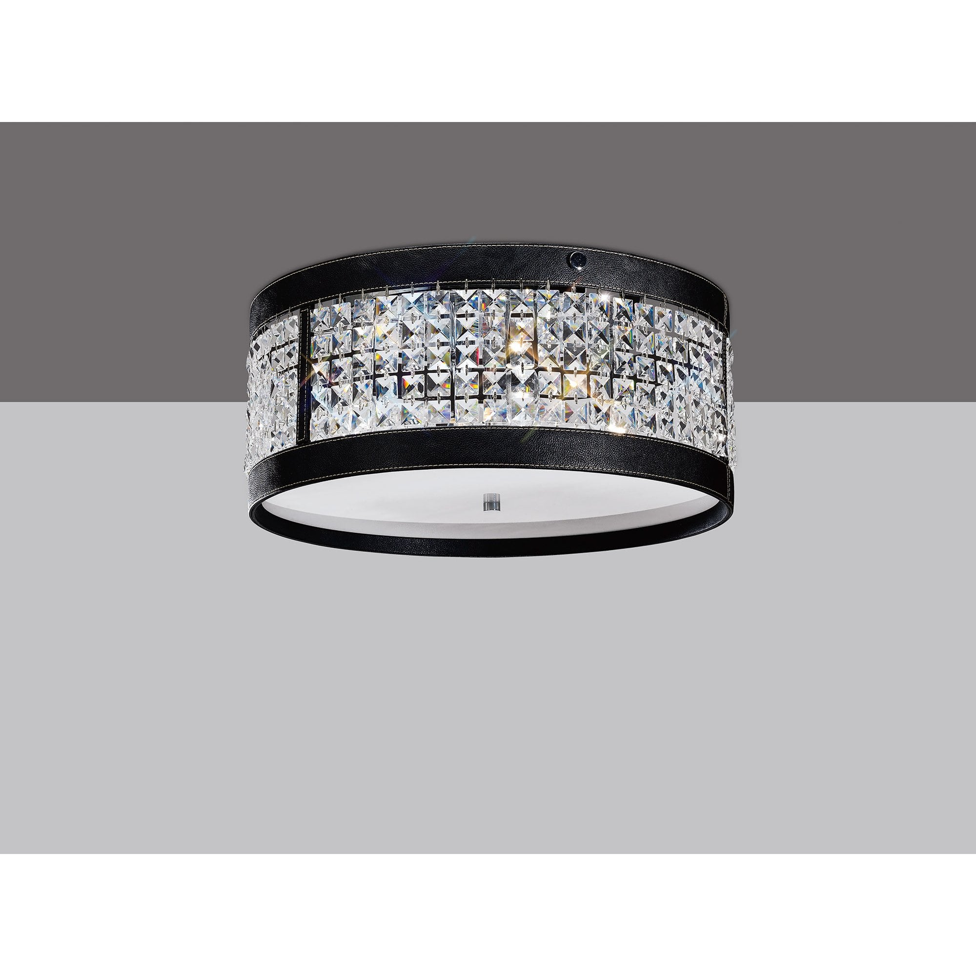 Celsa Ceiling 4 Light Polished Chrome/Black Faux Leather/Crystal