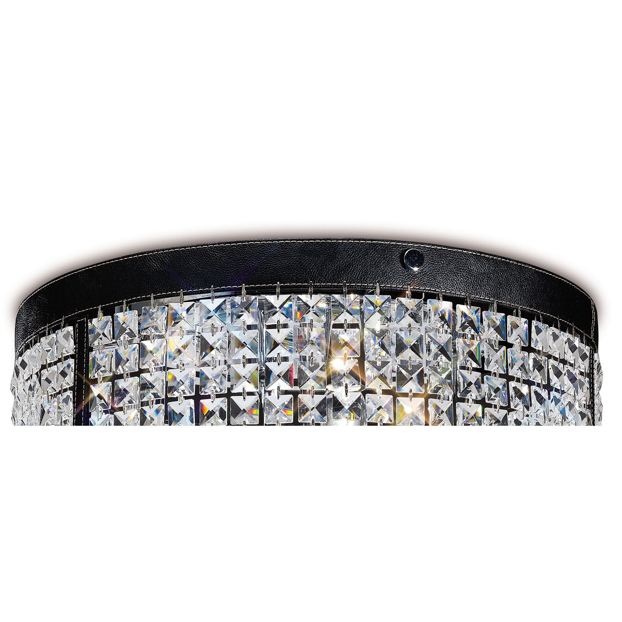 Celsa Ceiling 4 Light Polished Chrome/Black Faux Leather/Crystal