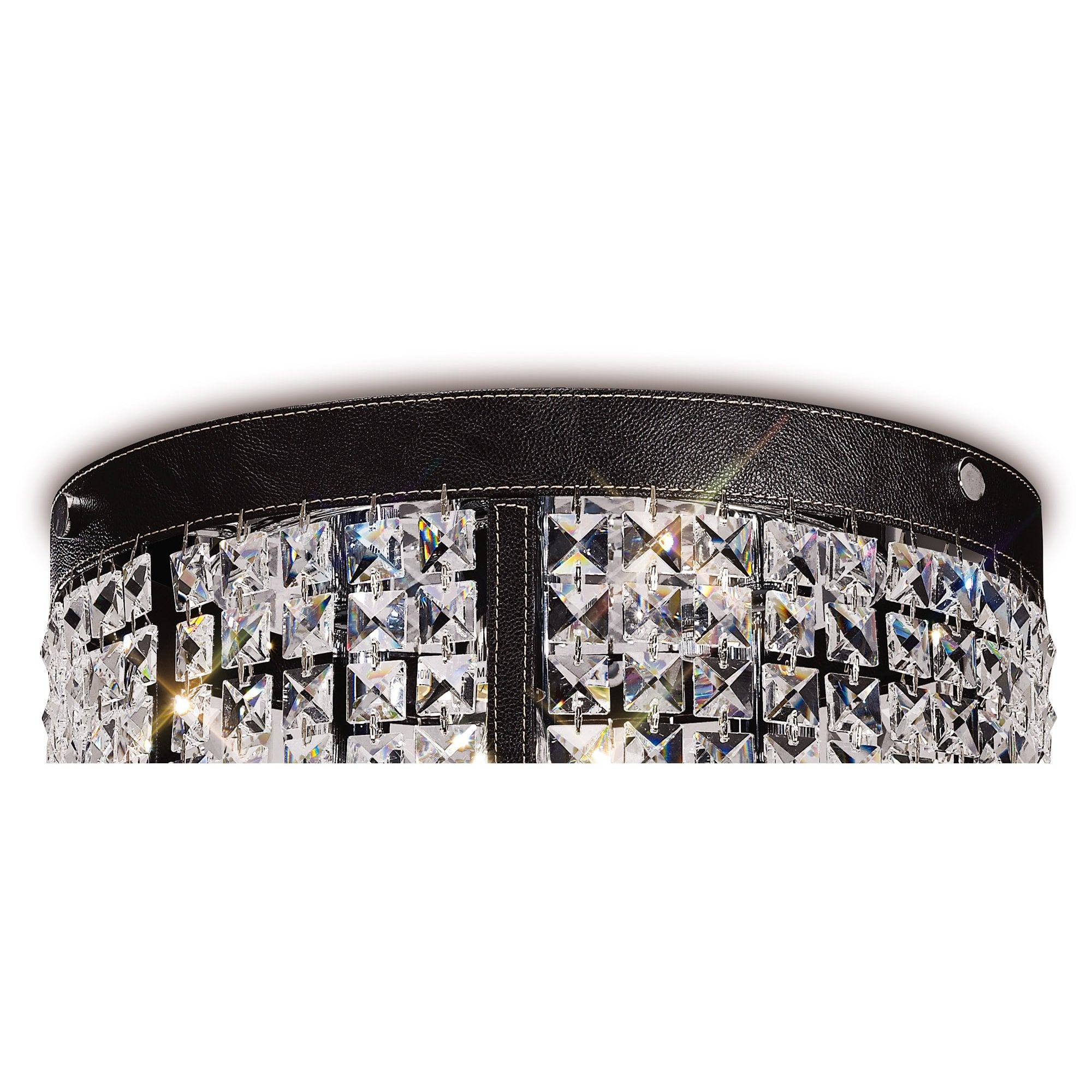 Celsa Ceiling 3 Light Polished Chrome/Dark Brown Faux Leather/Crystal