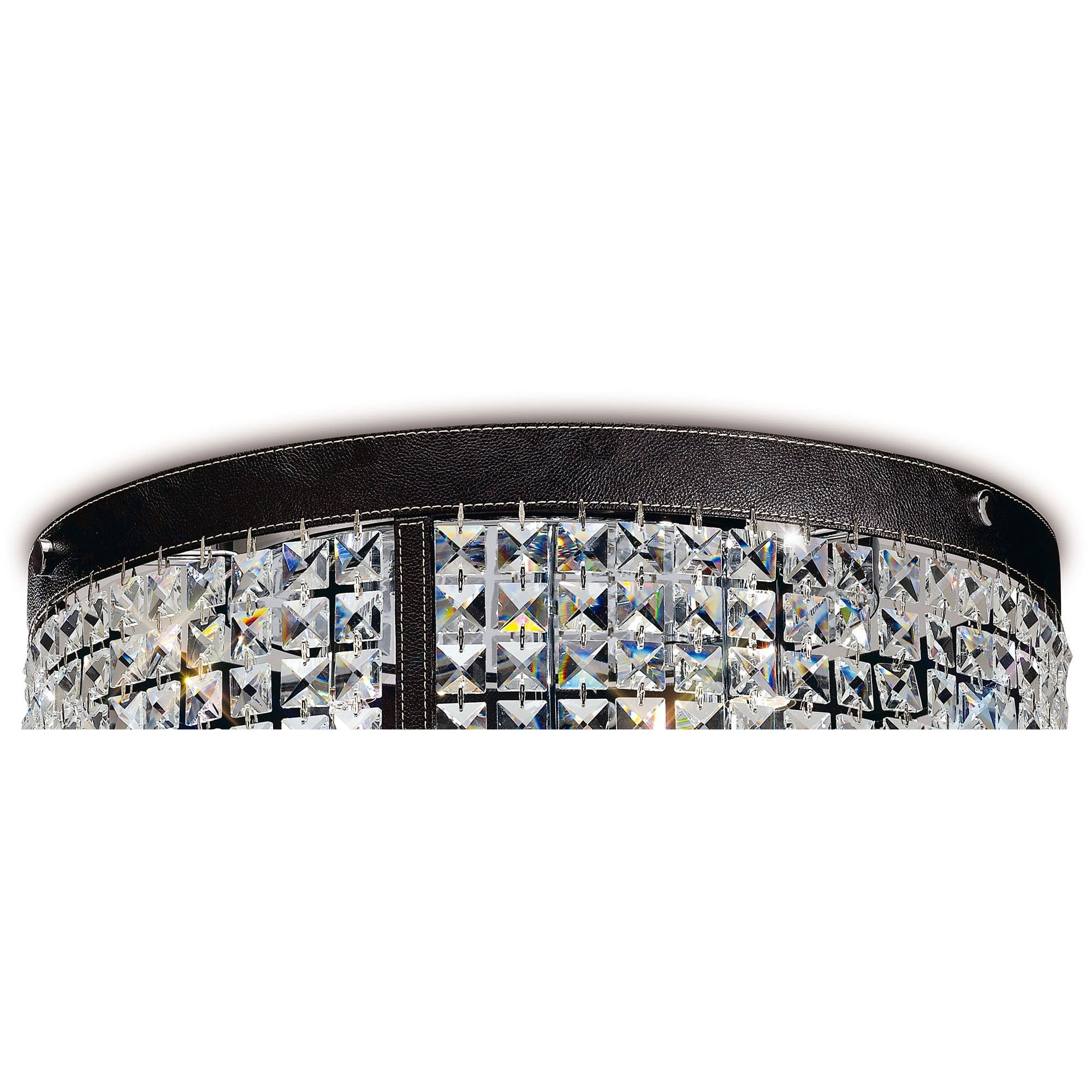 Celsa Ceiling 4 Light Polished Chrome/Dark Brown Faux Leather/Crystal