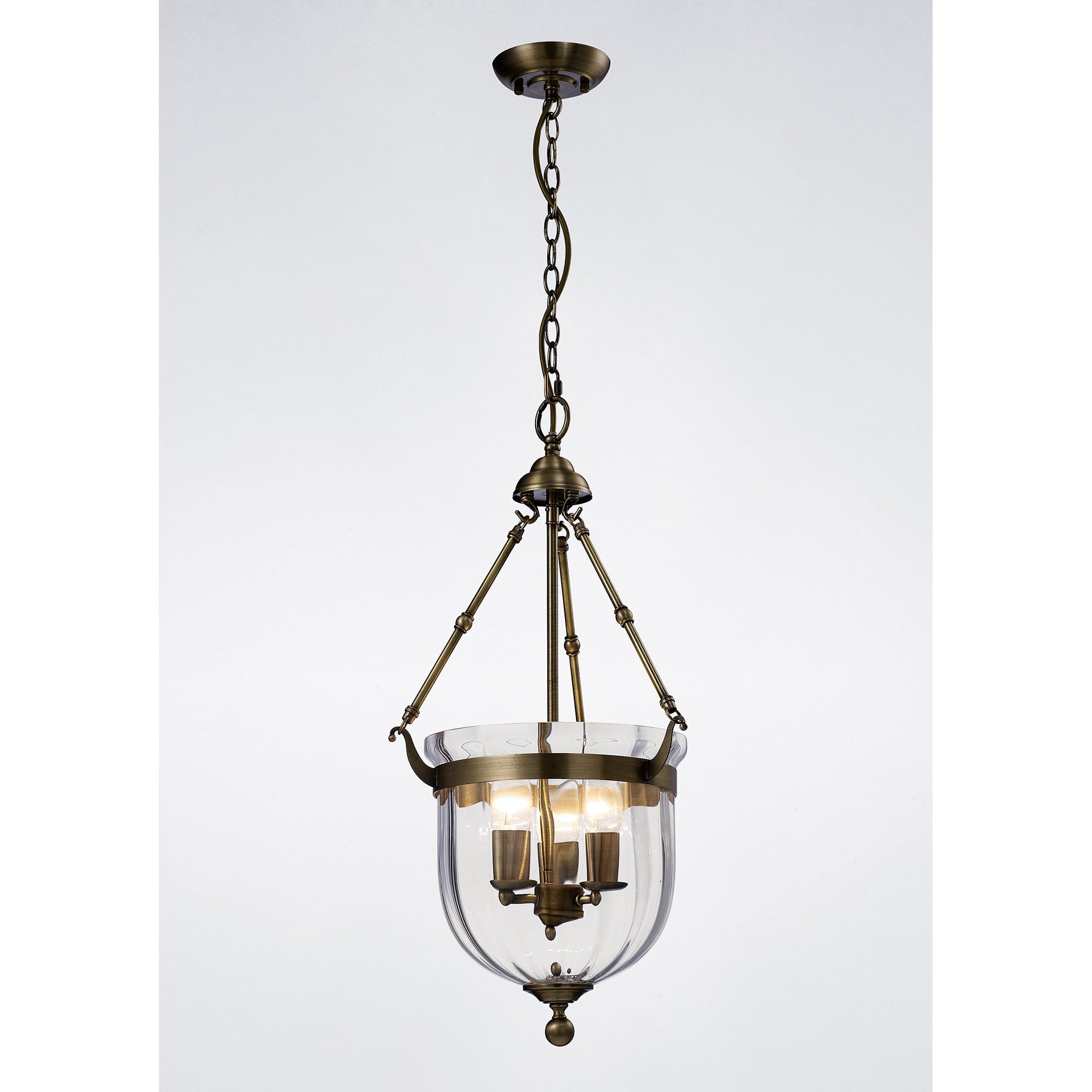 Aubrey Pendant 3 Light Antique Brass/Glass