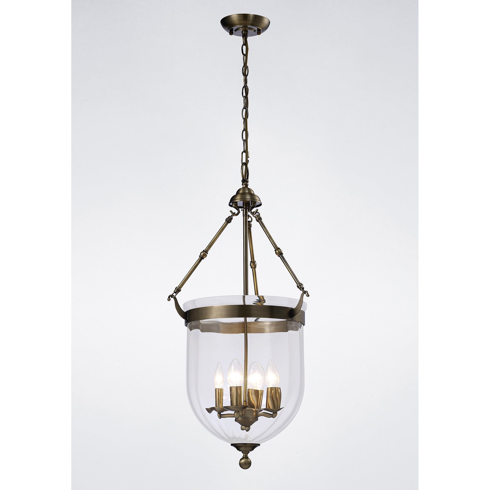 Aubrey Pendant 4 Light Antique Brass/Glass