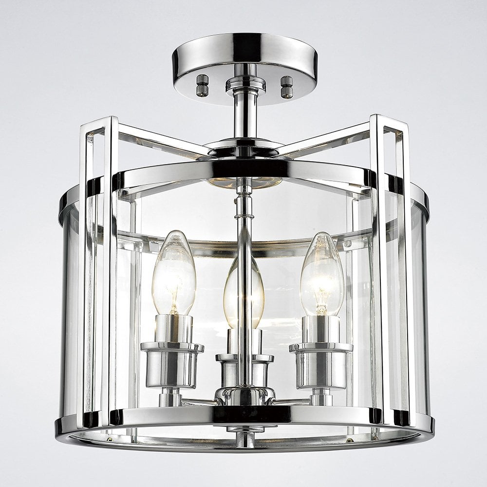 Eaton Semi Ceiling 3 Light Polished Chrome/Glass