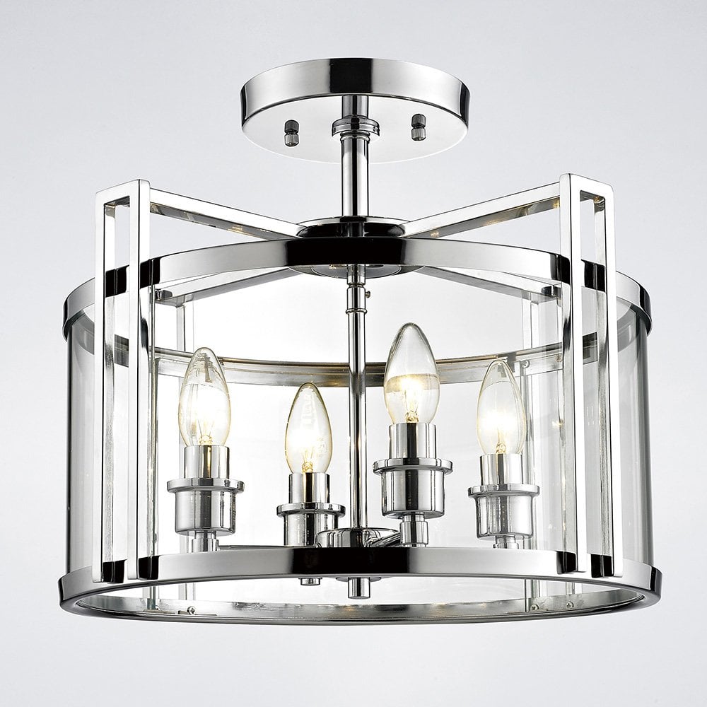 Eaton Semi Ceiling 4 Light Polished Chrome/Glass