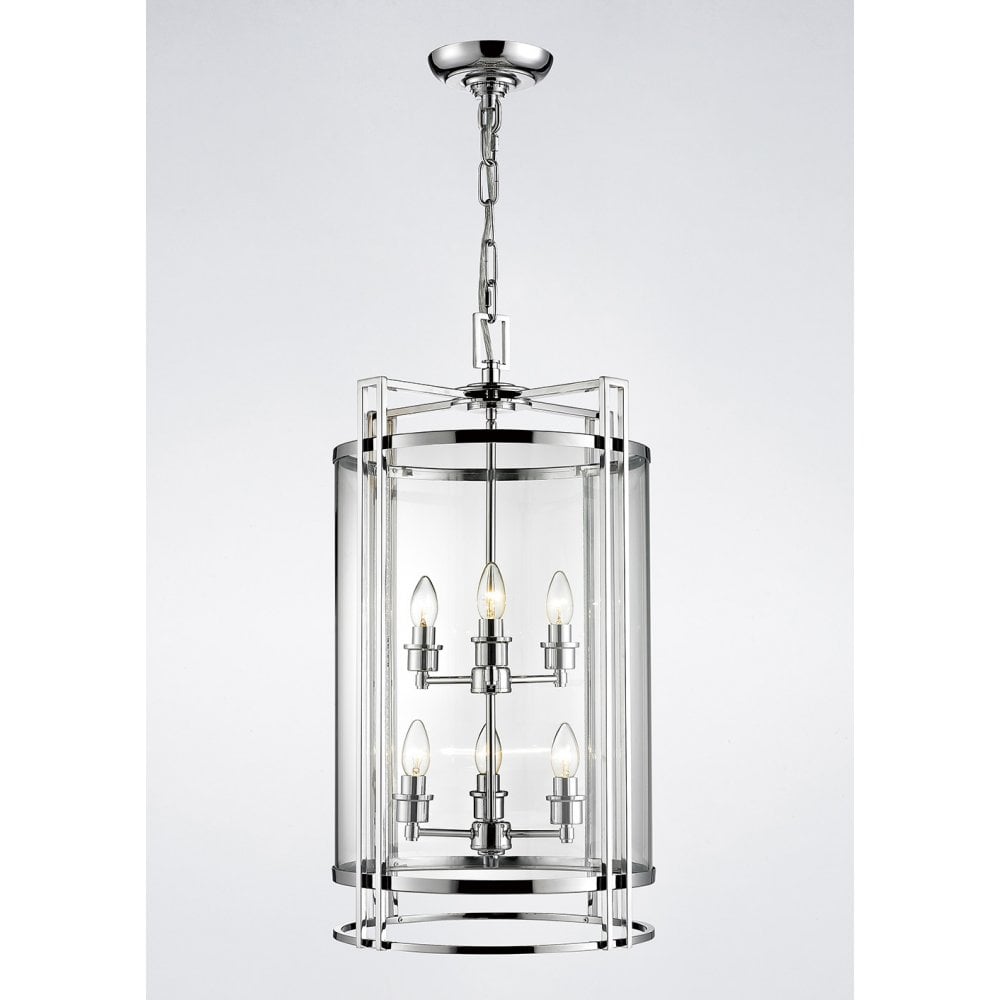 Eaton Pendant 6 Light Polished Chrome/Glass