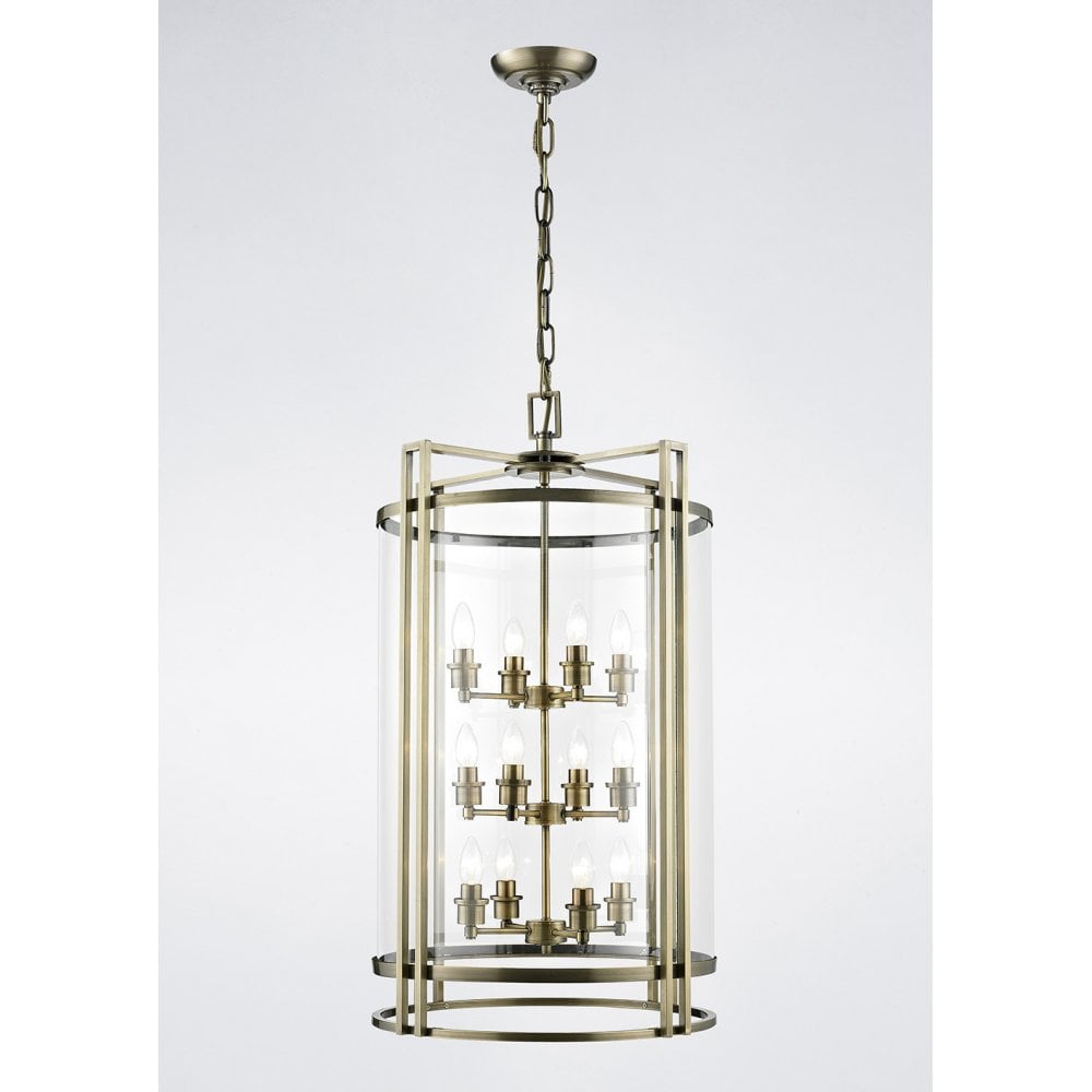 Eaton Pendant 12 Light Antique Brass/Glass