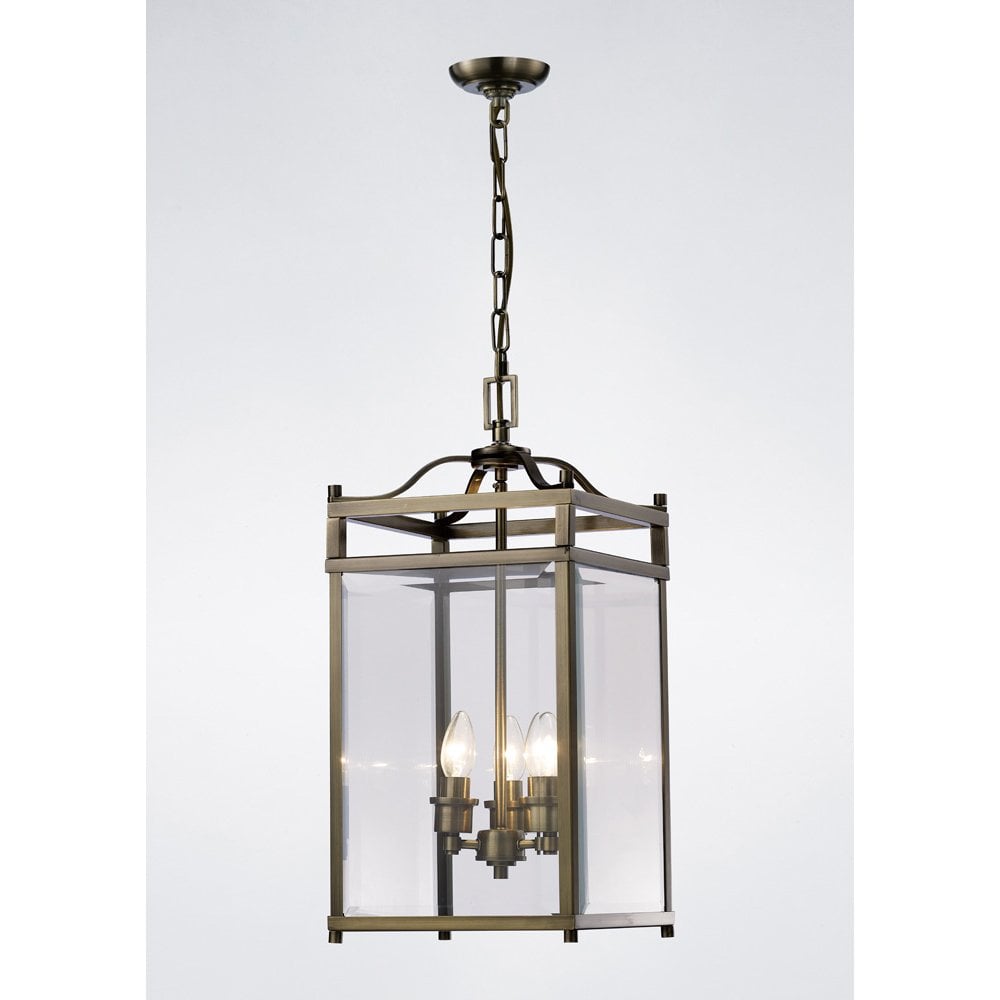 Aston Pendant 3 Light Antique Brass/Glass