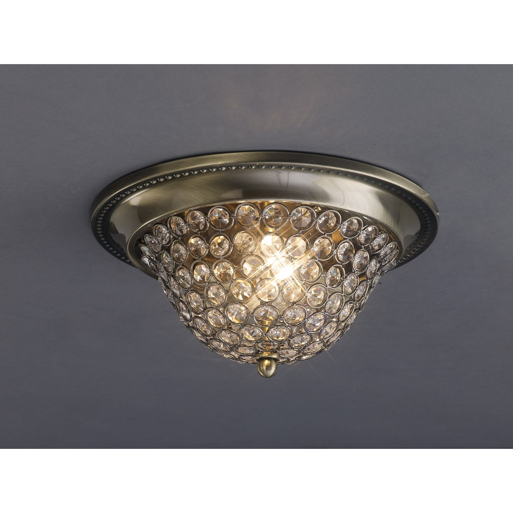 Paloma Ceiling Small 2 Light Antique Brass/Crystal