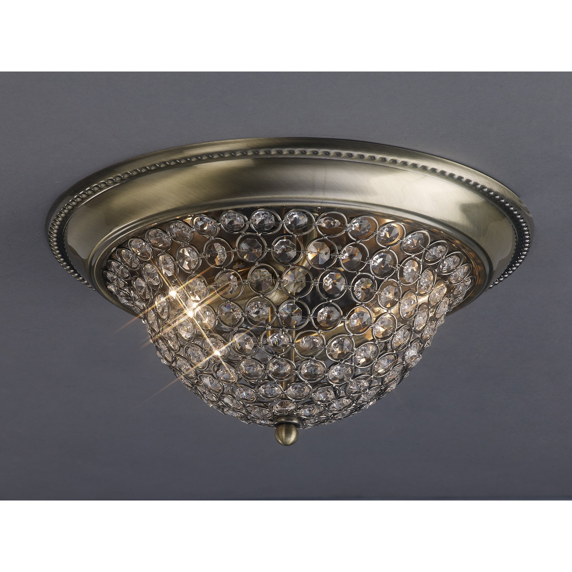 Paloma Ceiling Medium 2 Light Antique Brass/Crystal