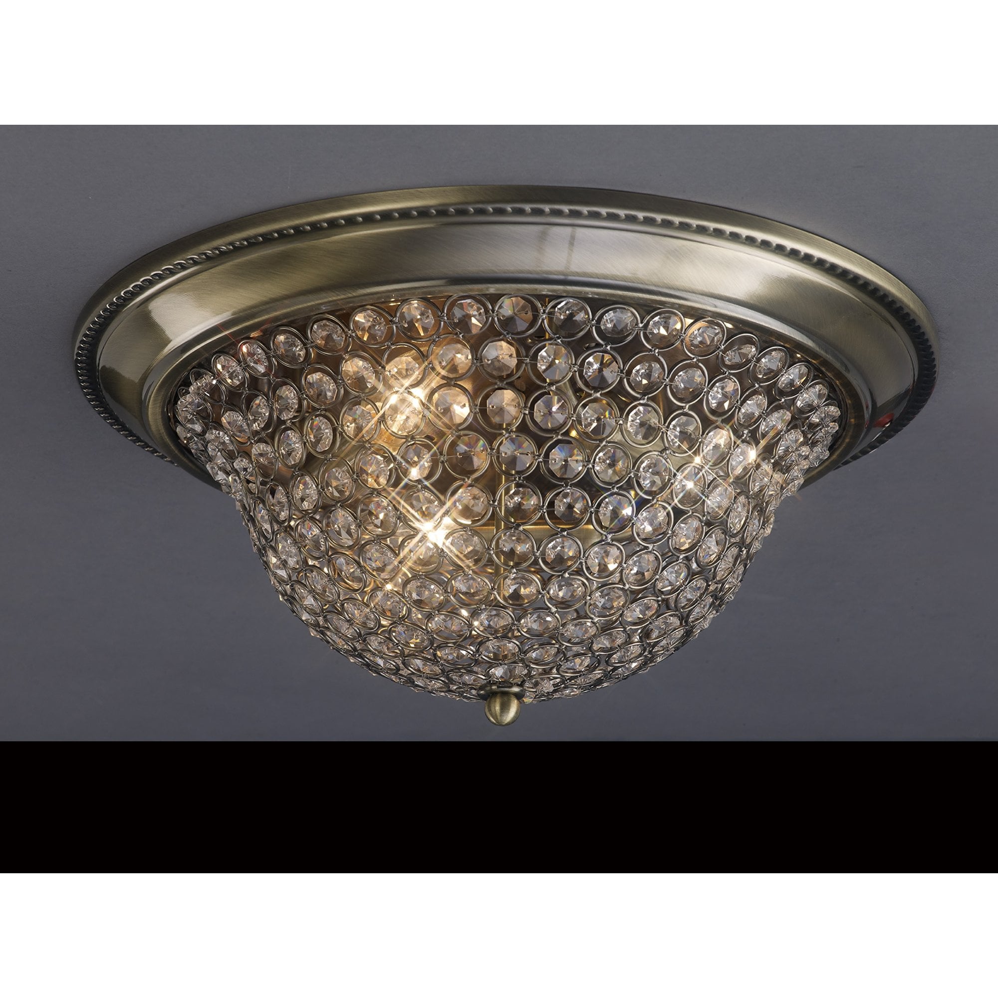 Paloma Ceiling Large 3 Light Antique Brass/Crystal