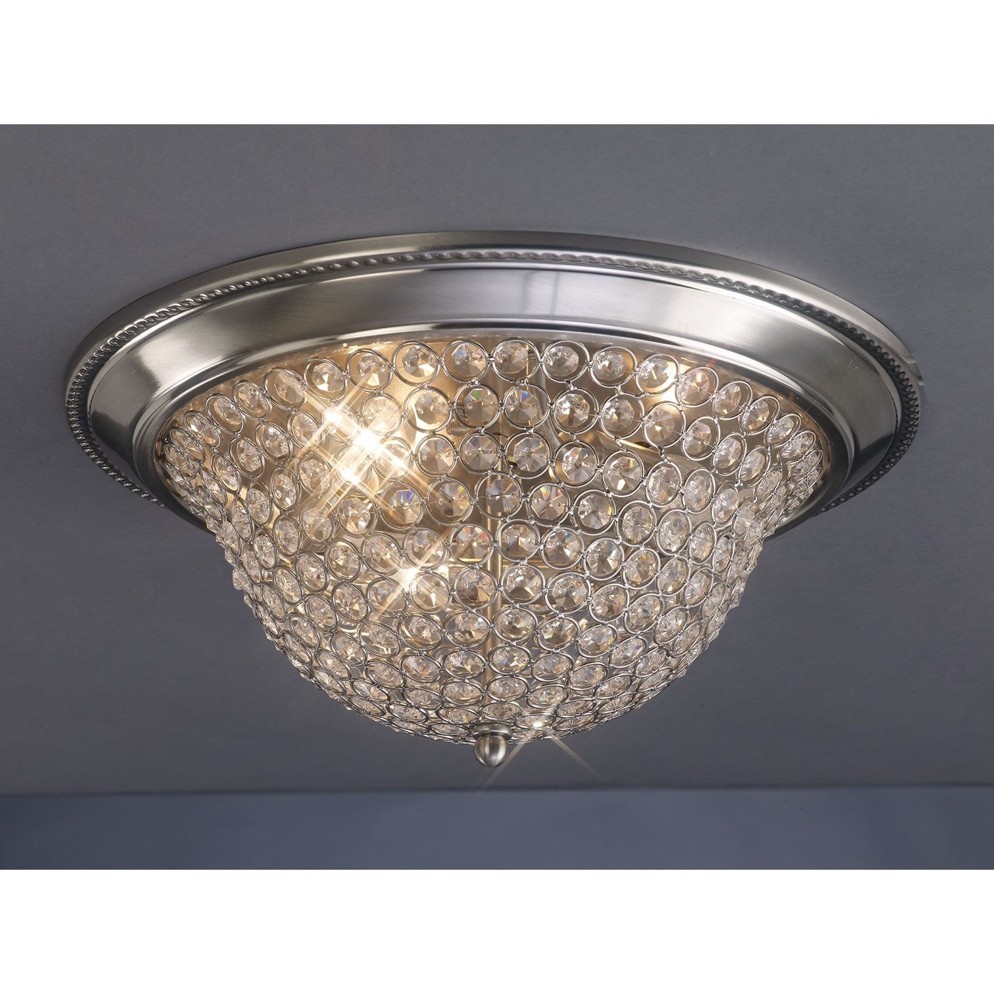 Paloma Ceiling Large 3 Light Satin Nickel/Crystal