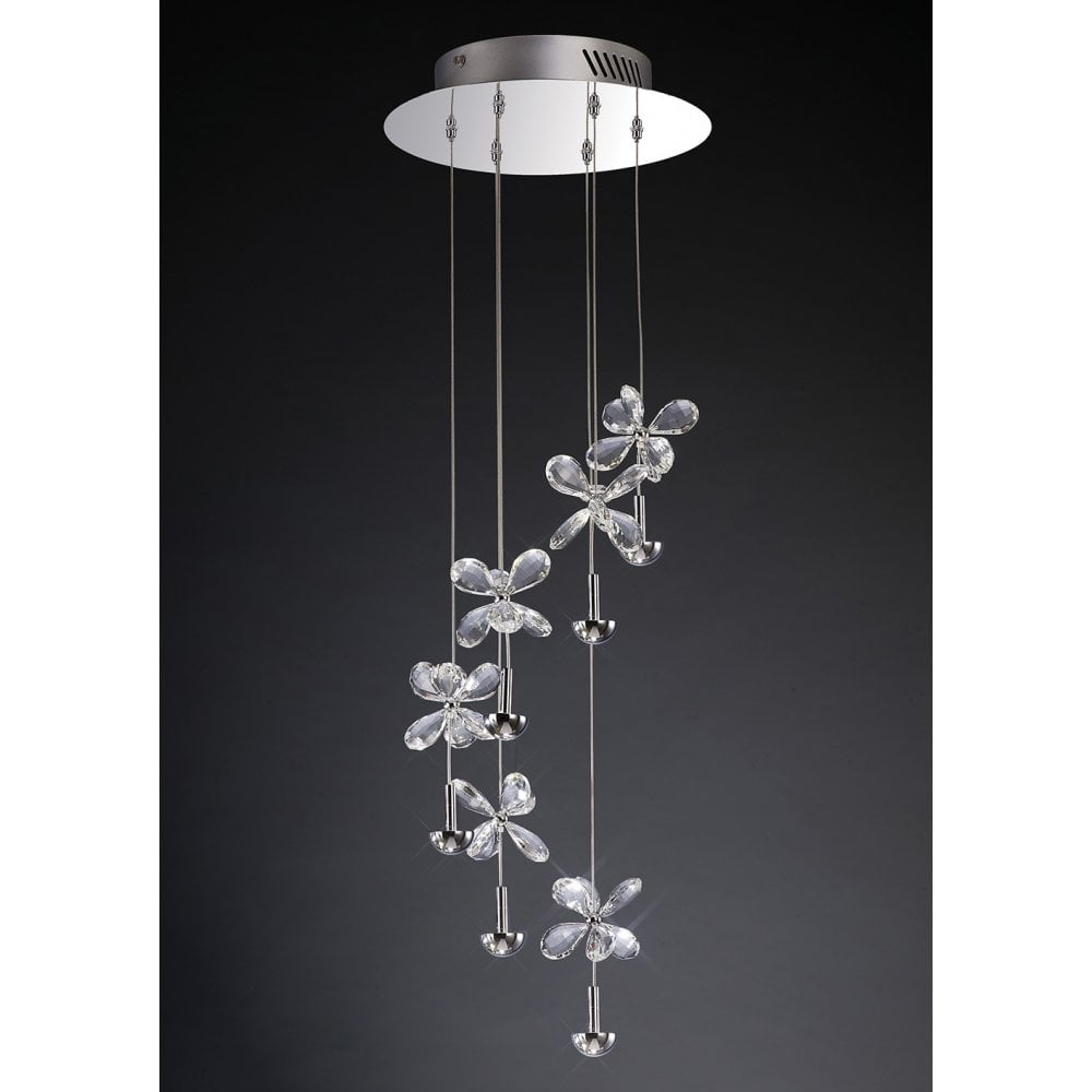 Aviva Pendant 6 Light 4000K LED Polished Chrome/Crystal