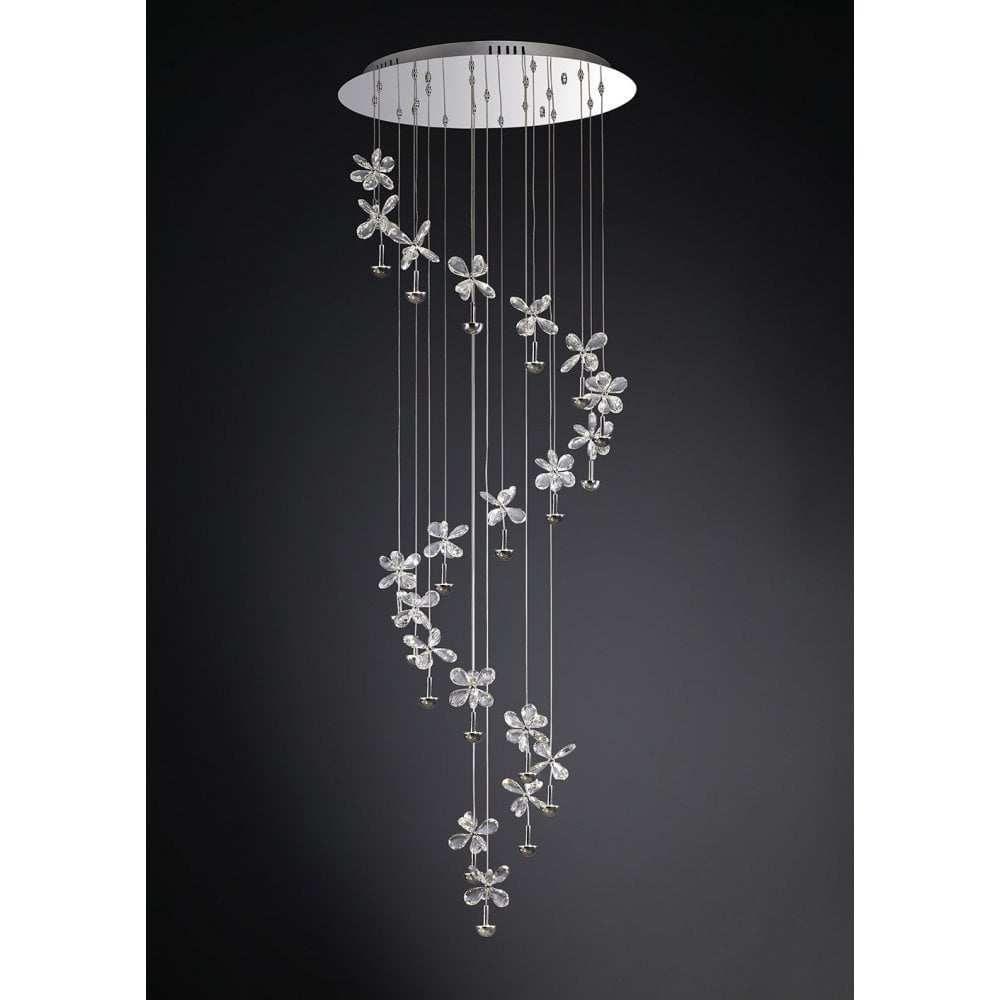 Aviva Pendant 20 Light 4000K LED Polished Chrome / Crystal