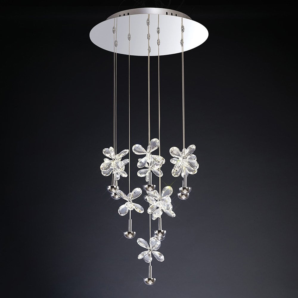 Aviva Pendant Round 10 Light 4000K LED Polished Chrome/Crystal