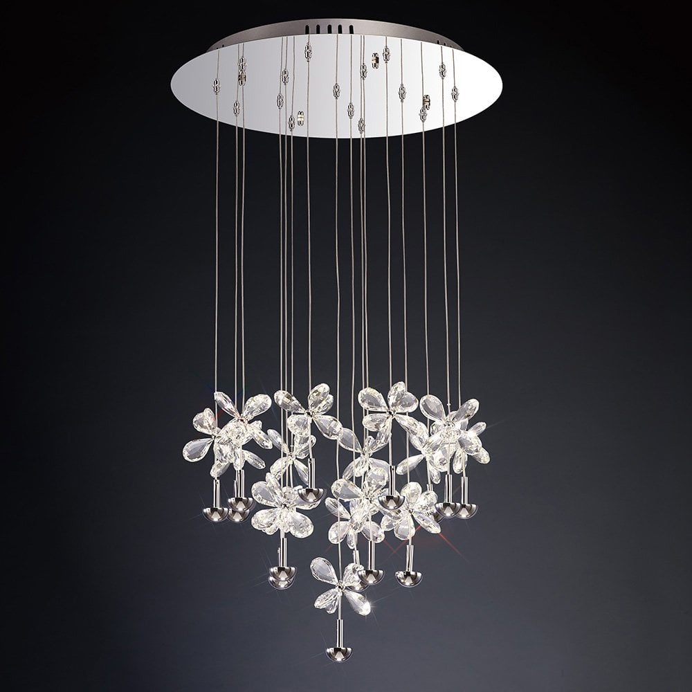 Aviva Pendant Round 16 Light 4000K LED Polished Chrome/Crystal