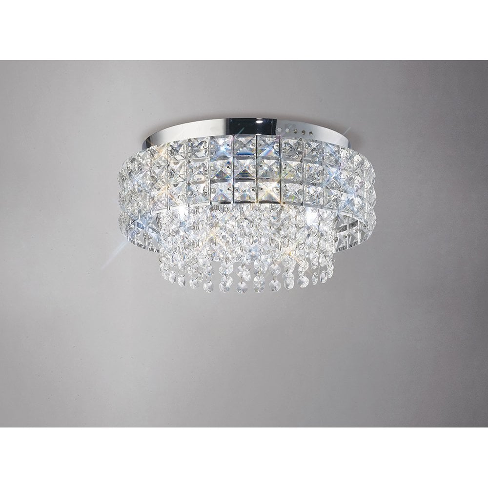 Edison Ceiling Round 4 Light Polished Chrome/Crystal