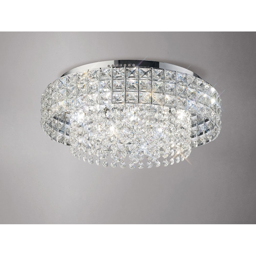 Edison Ceiling Round 7 Light Polished Chrome/Crystal