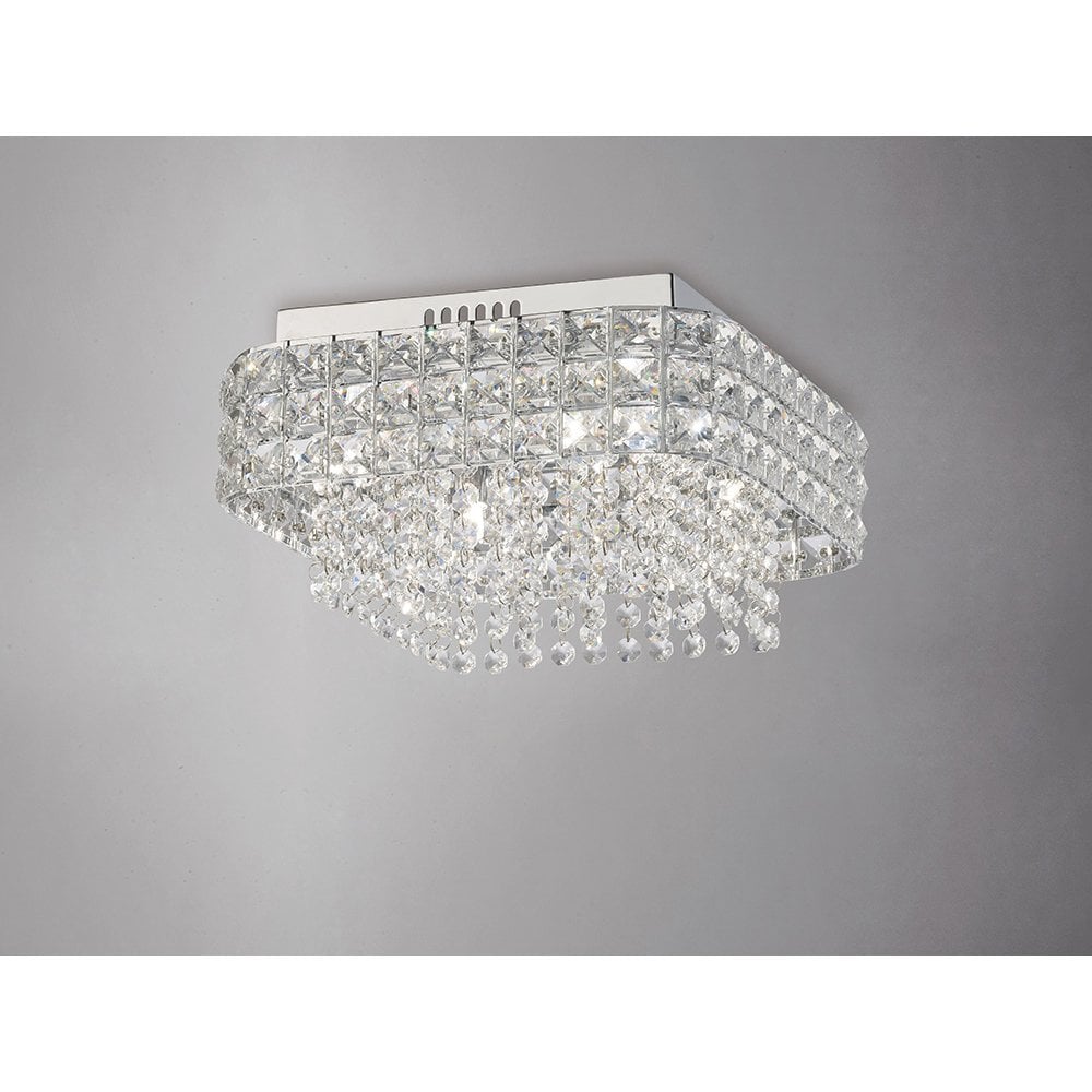 Edison Ceiling Square 4 Light Polished Chrome/Crystal