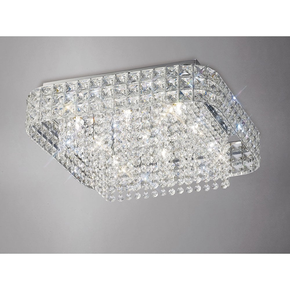 Edison Ceiling Square 9 Light Polished Chrome/Crystal