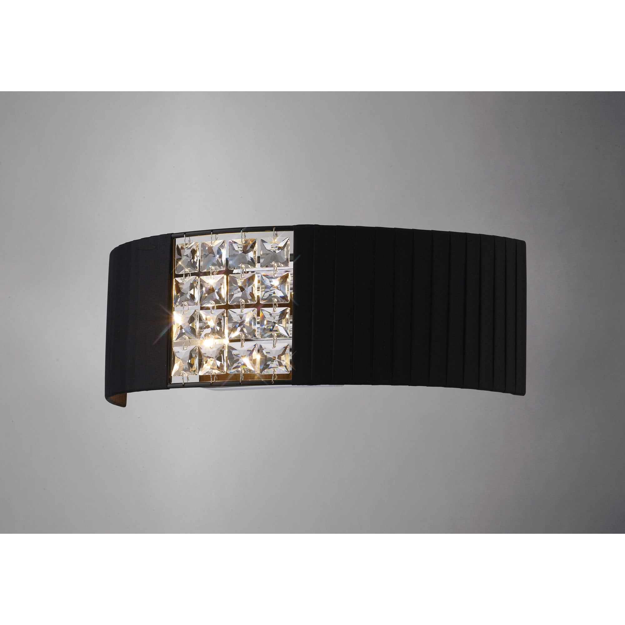 Evelyn Wall Lamp With Black Shade 2 Light Polished Chrome/Crystal