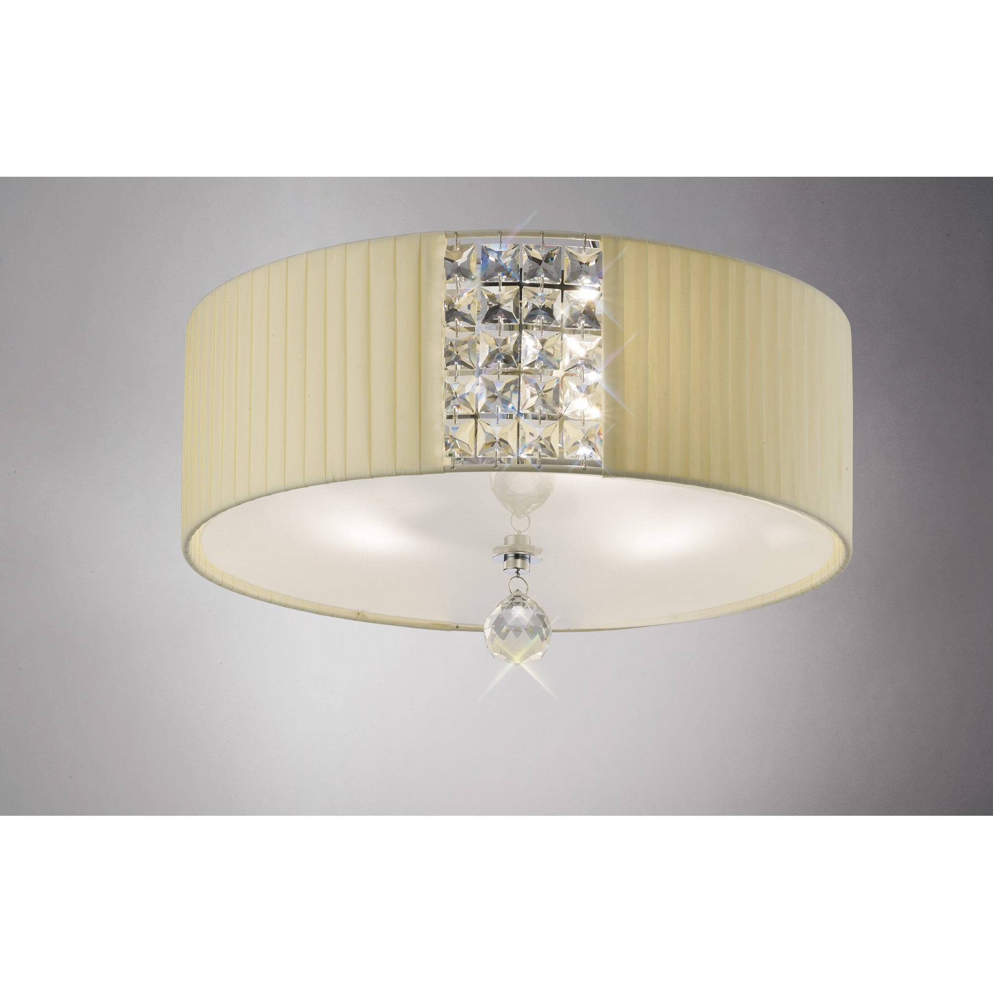 Evelyn Ceiling Round With Cream Shade 3 Light Polished Chrome/Crystal