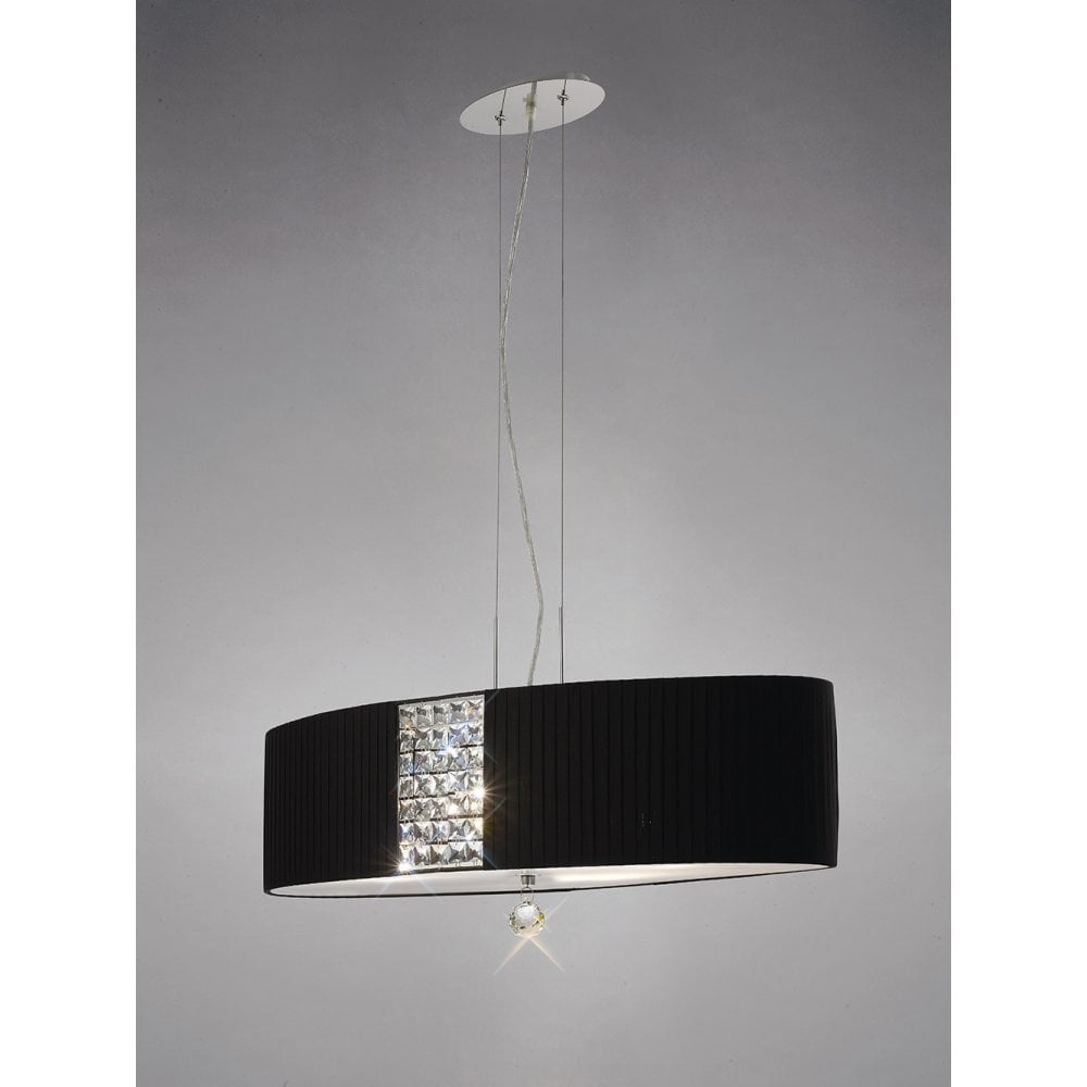 Evelyn Pendant Oval With Black Shade 4 Light Polished Chrome/Crystal