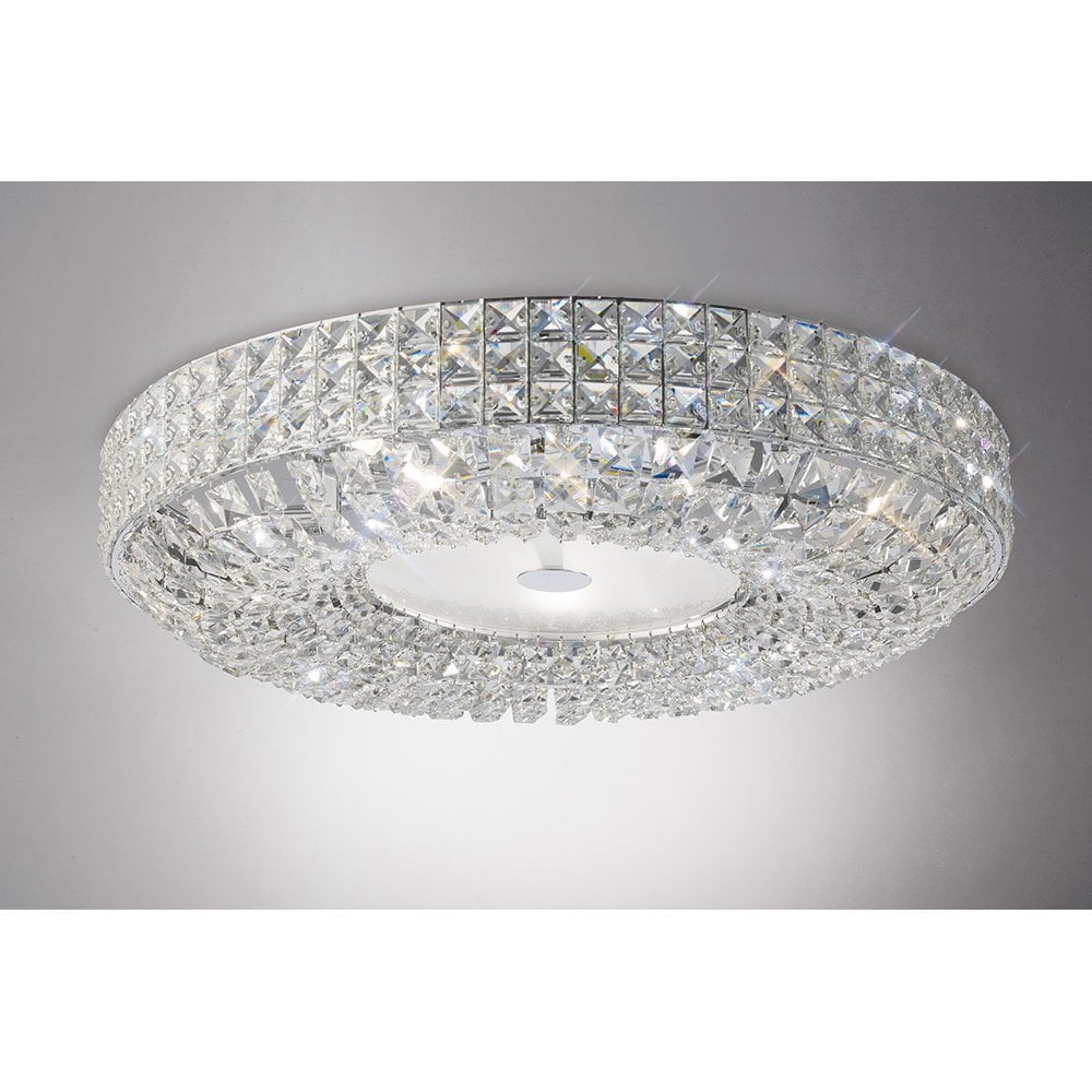 Enya Flush Ceiling 9 Light Polished Chrome/Crystal