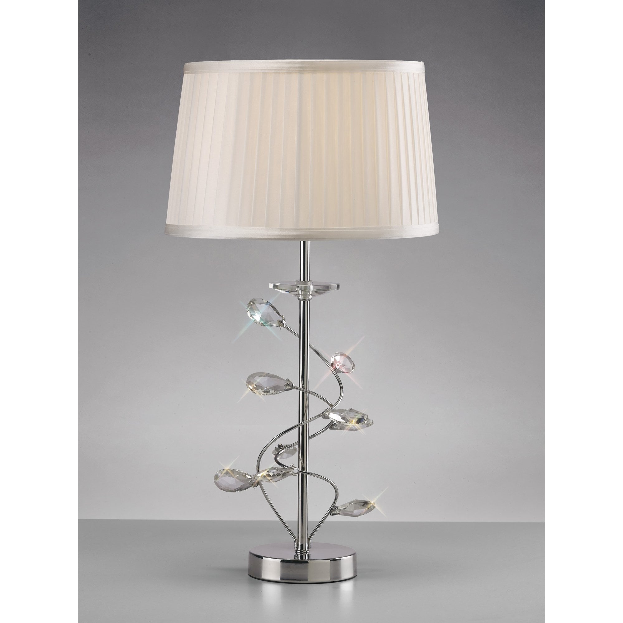 Willow Table Lamp With White Shade 1 Light Polished Chrome/Crystal