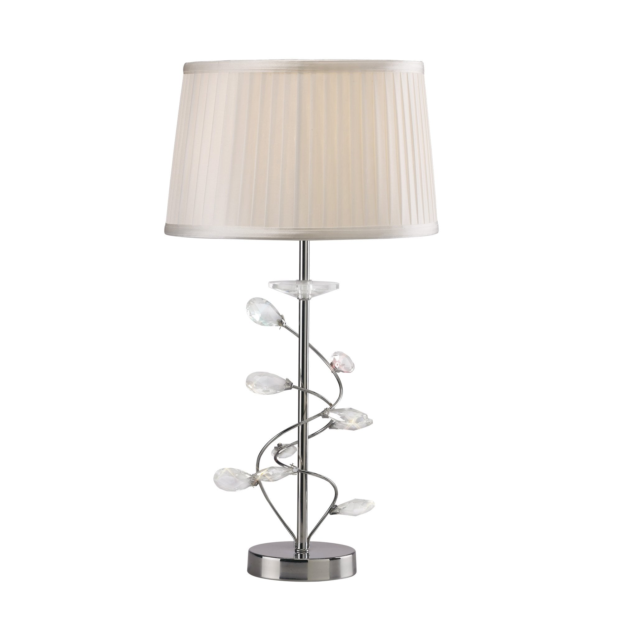 Willow Table Lamp With White Shade 1 Light Polished Chrome/Crystal