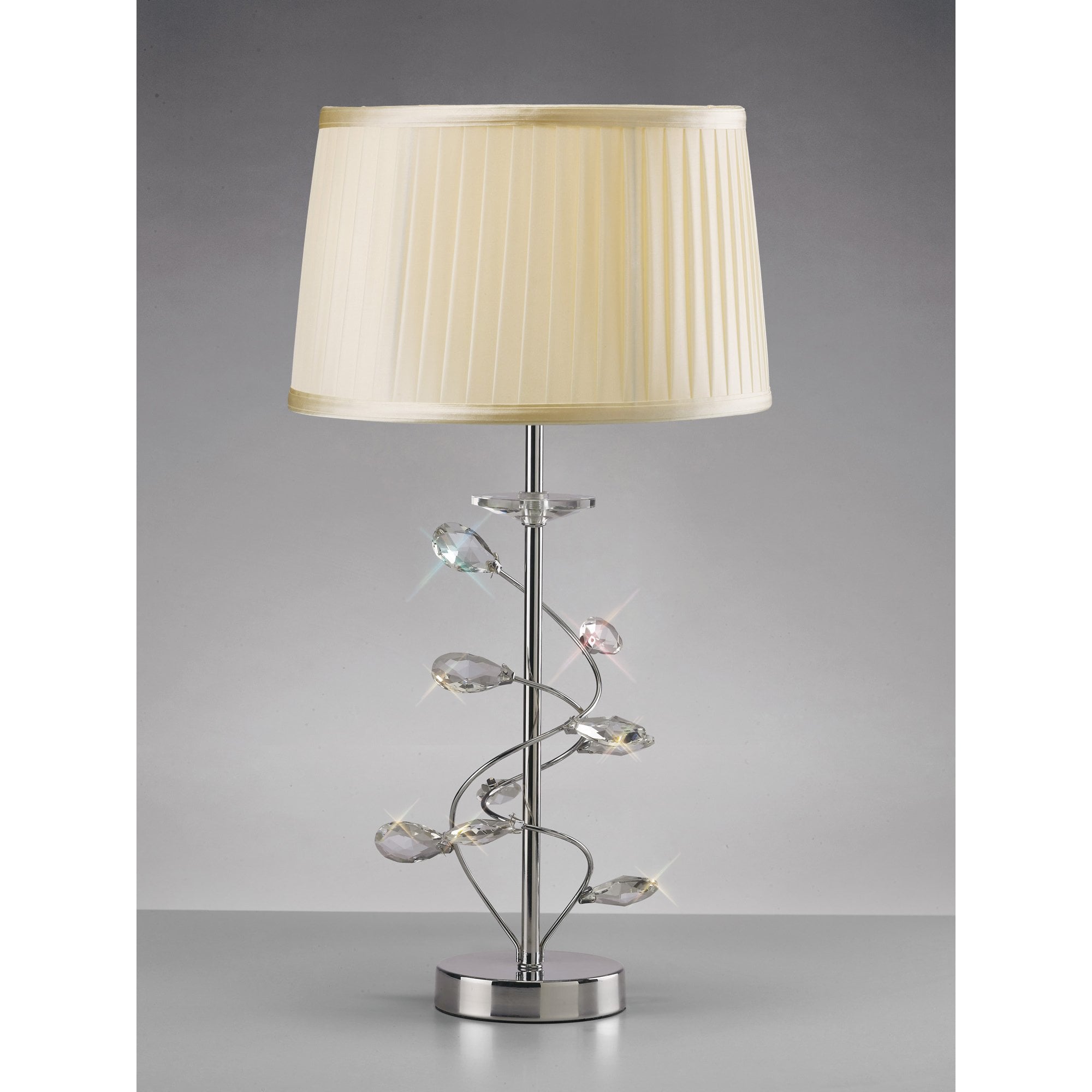 Willow Table Lamp With Cream Shade 1 Light Polished Chrome/Crystal