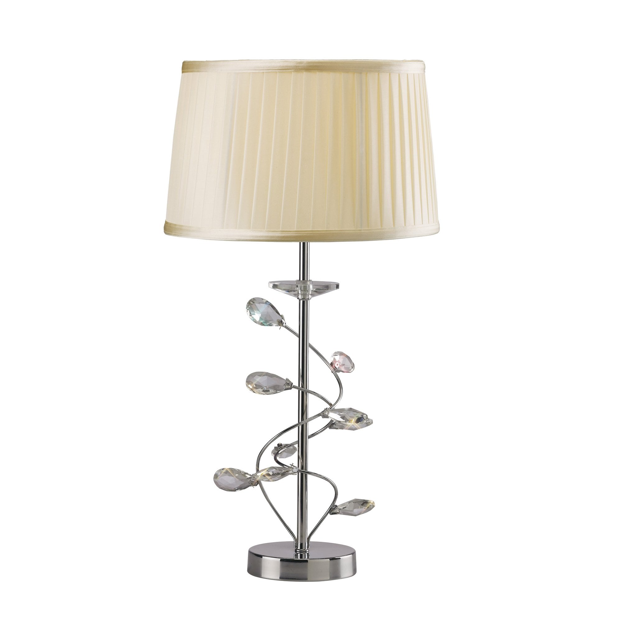 Willow Table Lamp With Cream Shade 1 Light Polished Chrome/Crystal