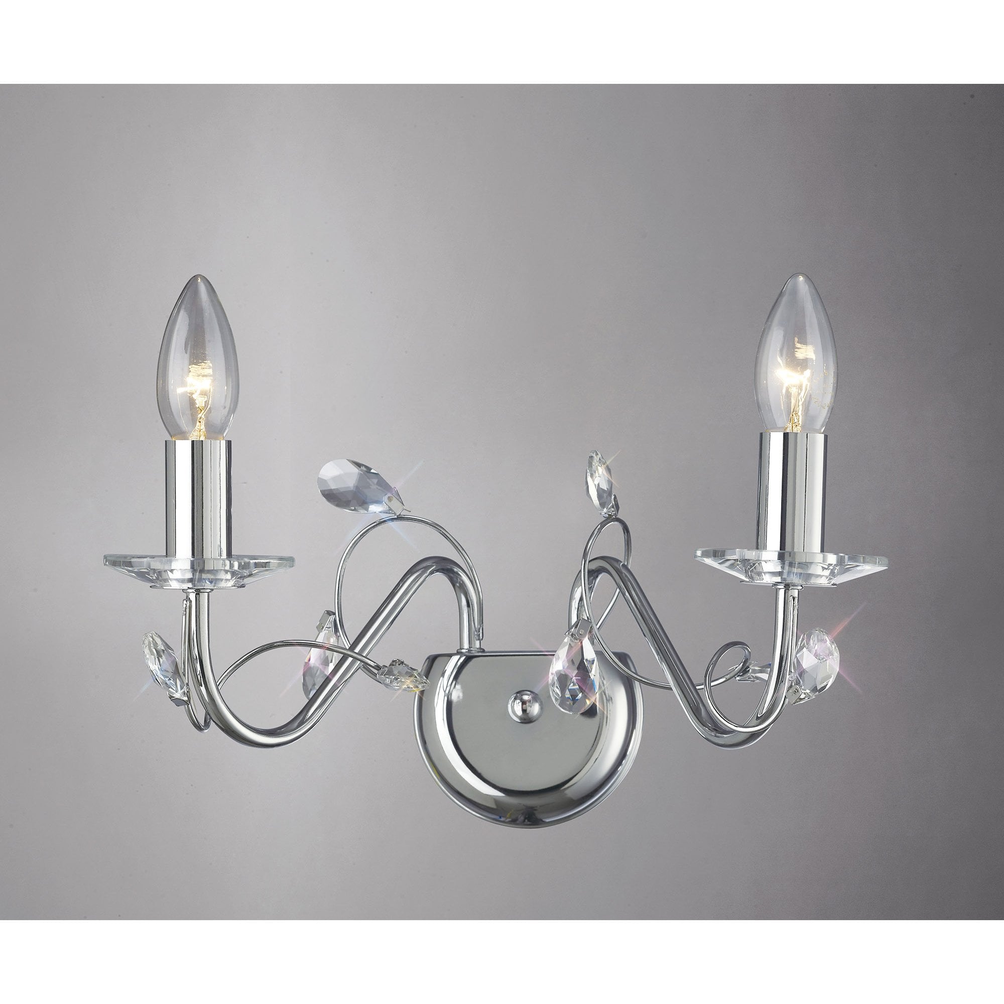 Willow Wall Lamp Without Shade 2 Light Polished Chrome/Crystal