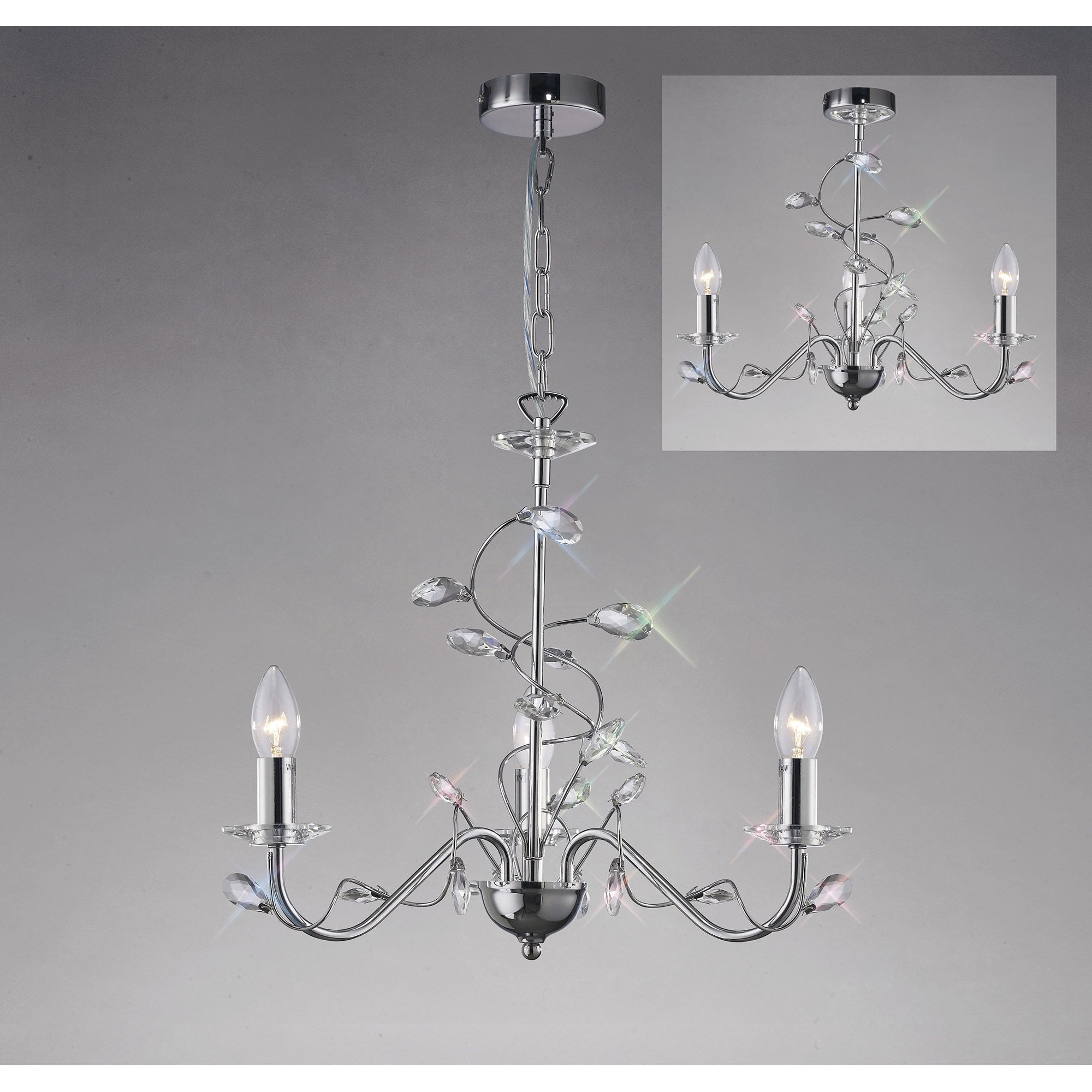 Willow Pendant Without Shade 3 Light Polished Chrome/Crystal