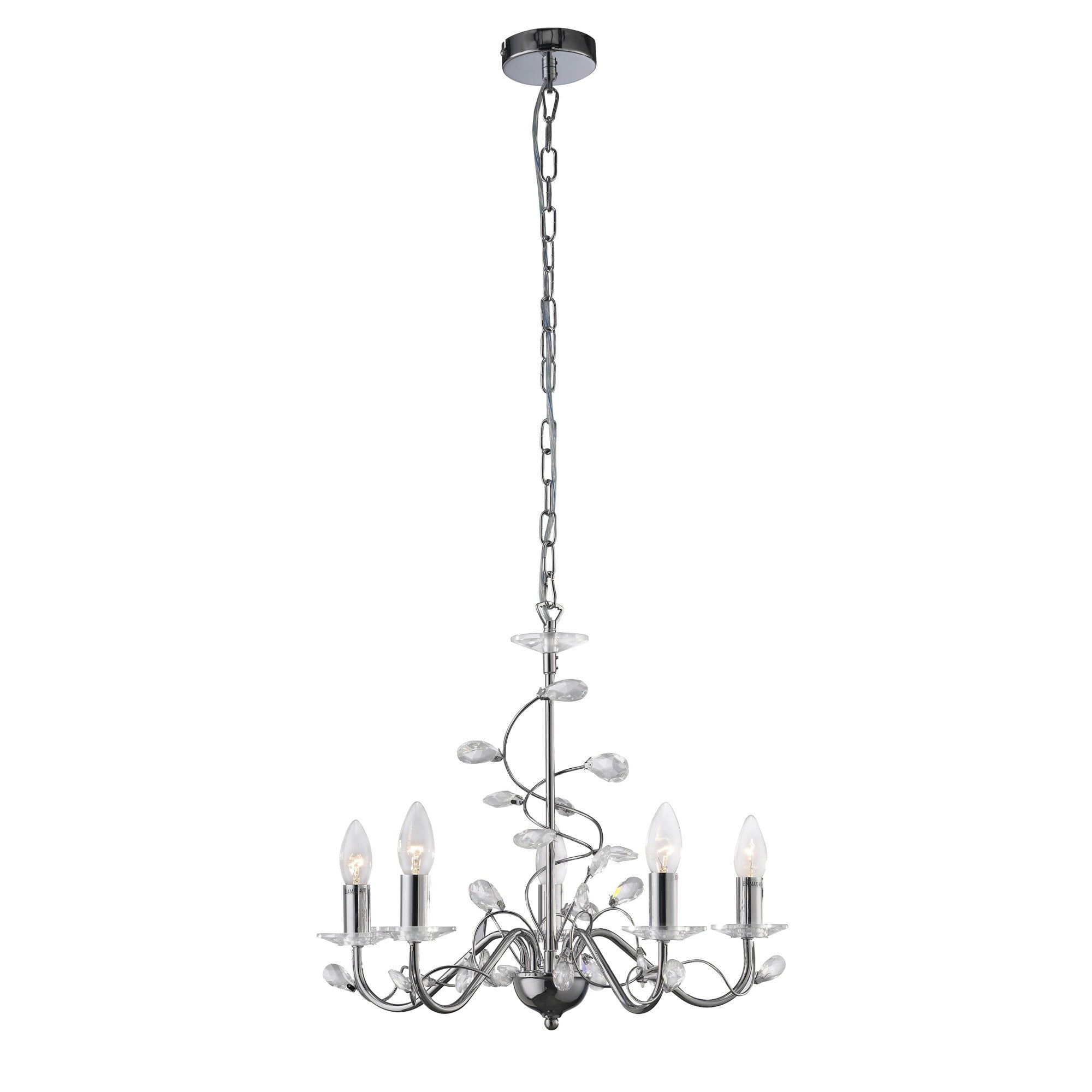 Willow Pendant Without Shade 5 Light Polished Chrome/Crystal