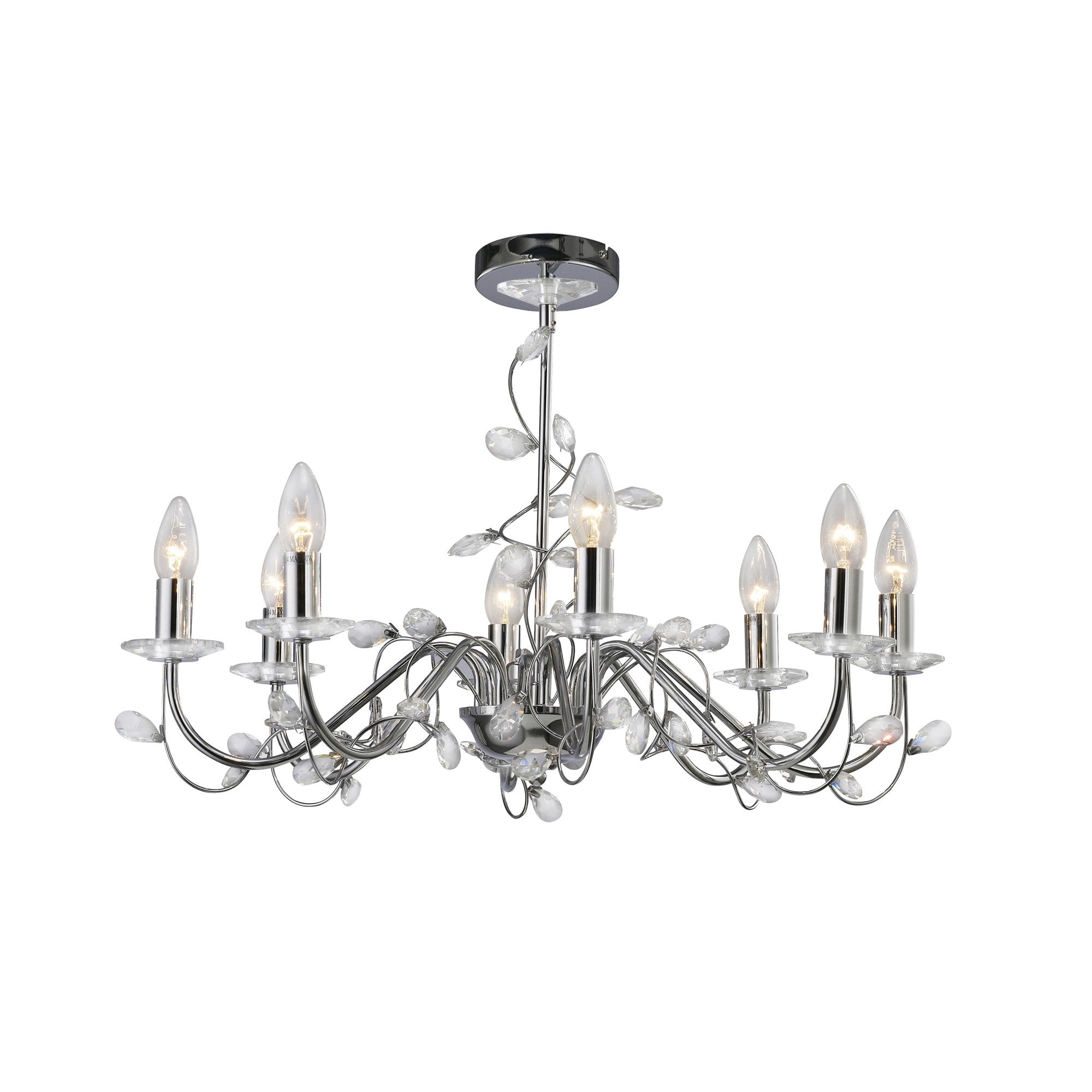 Willow Pendant Without Shade 8 Light Polished Chrome/Crystal