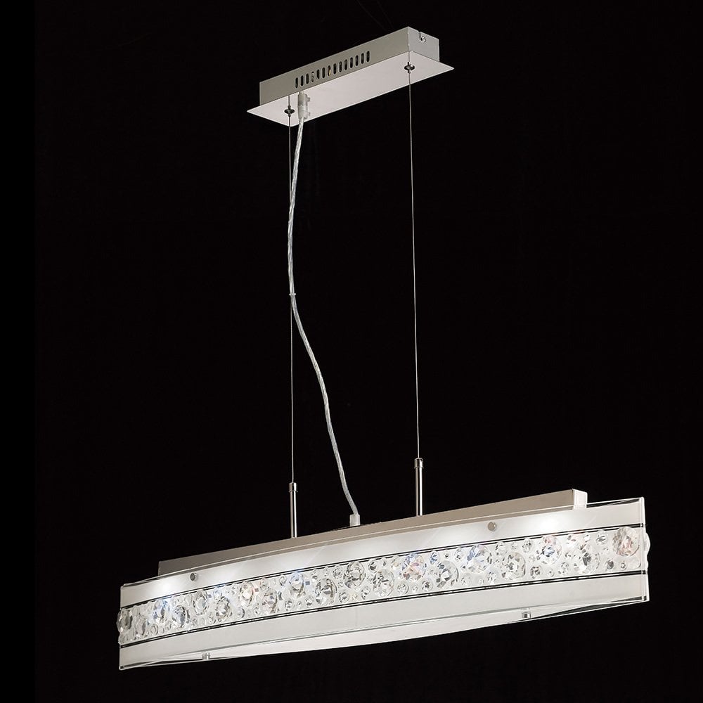 Cosmic Pendant Bar 5 Light Polished Chrome/Glass/Crystal