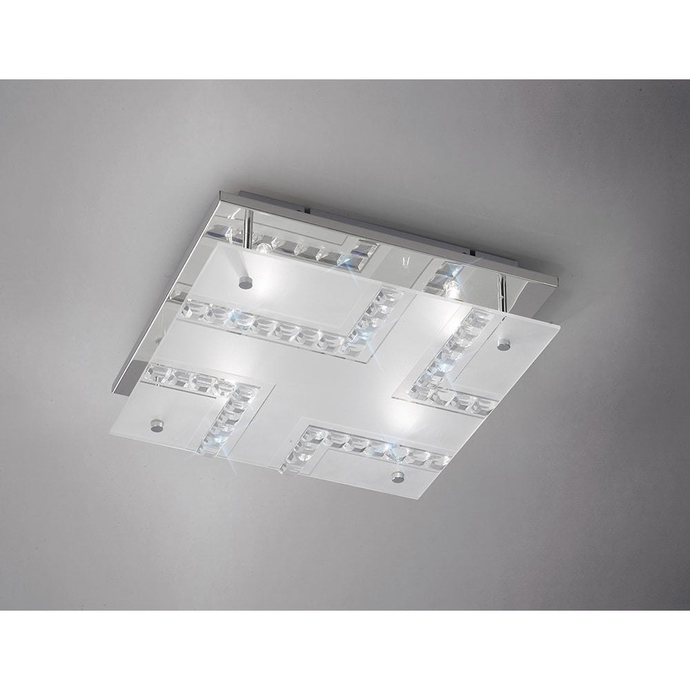 Starlet Ceiling Square 4 Light Polished Chrome/Glass/Crystal