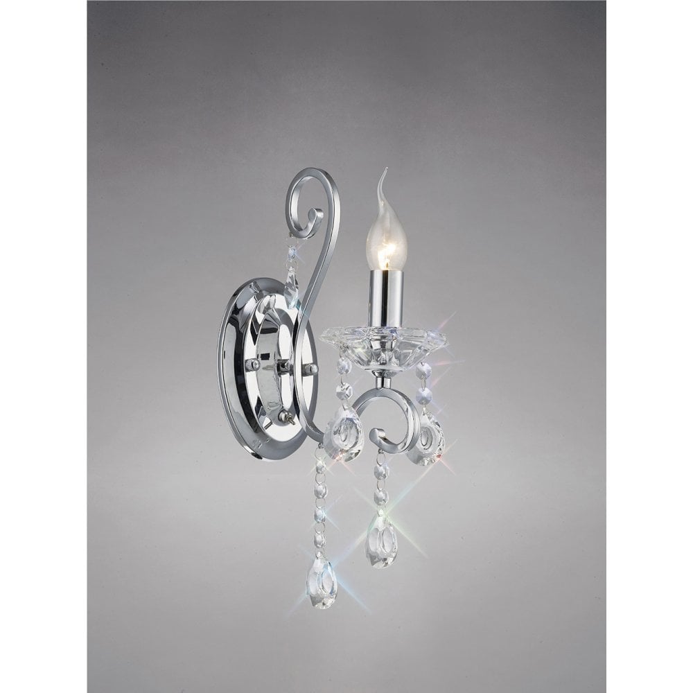 Vela Wall Lamp Switched 1 Light Polished Chrome/Crystal