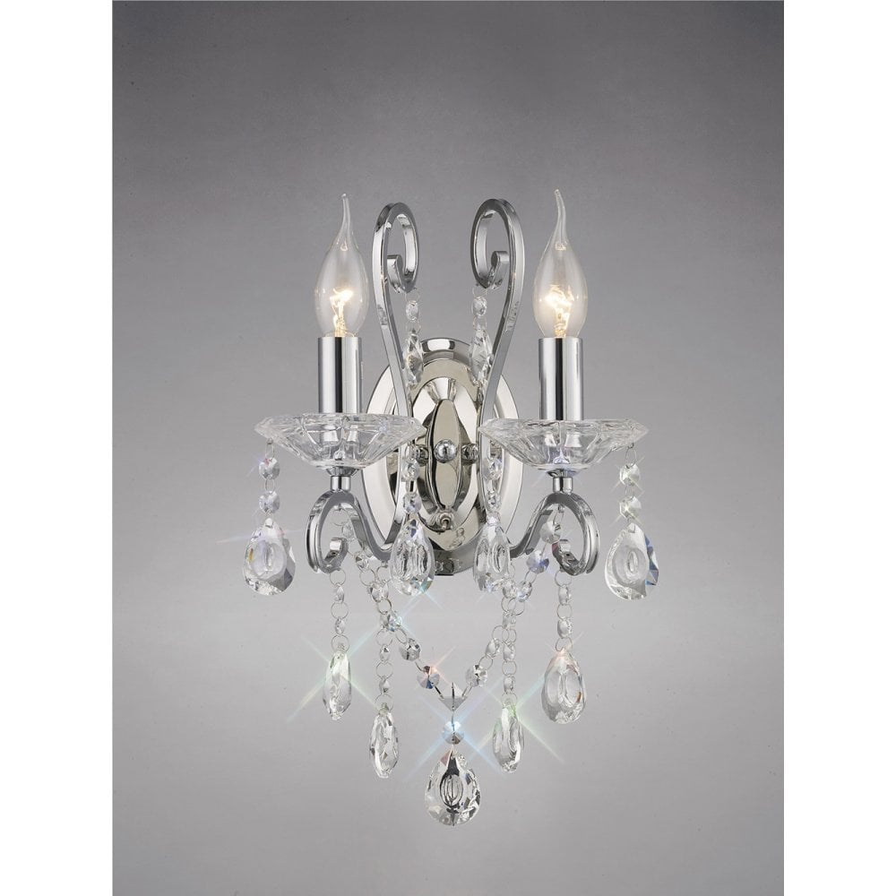 Vela Wall Lamp Switched 2 Light Polished Chrome/Crystal