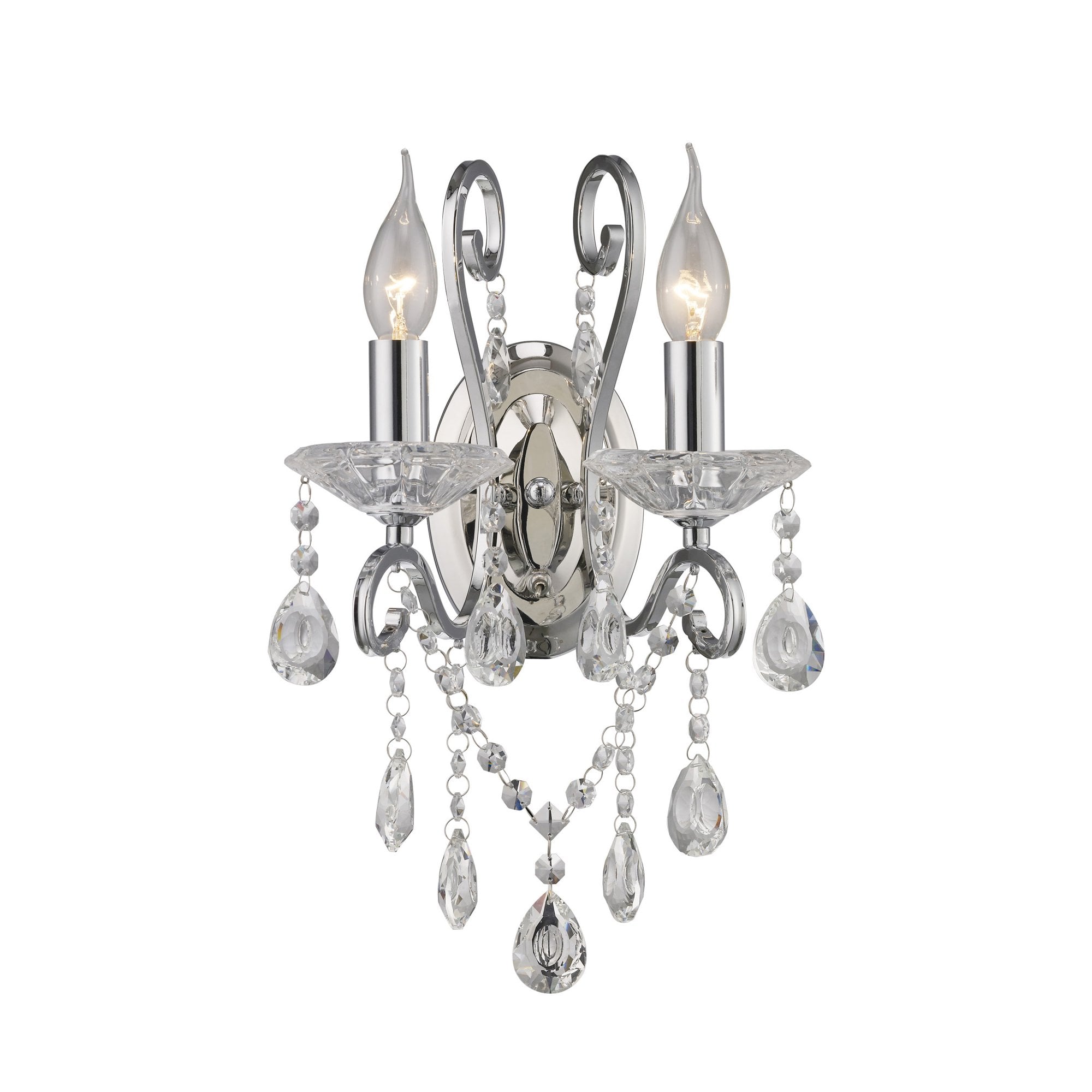 Vela Wall Lamp Switched 2 Light Polished Chrome/Crystal