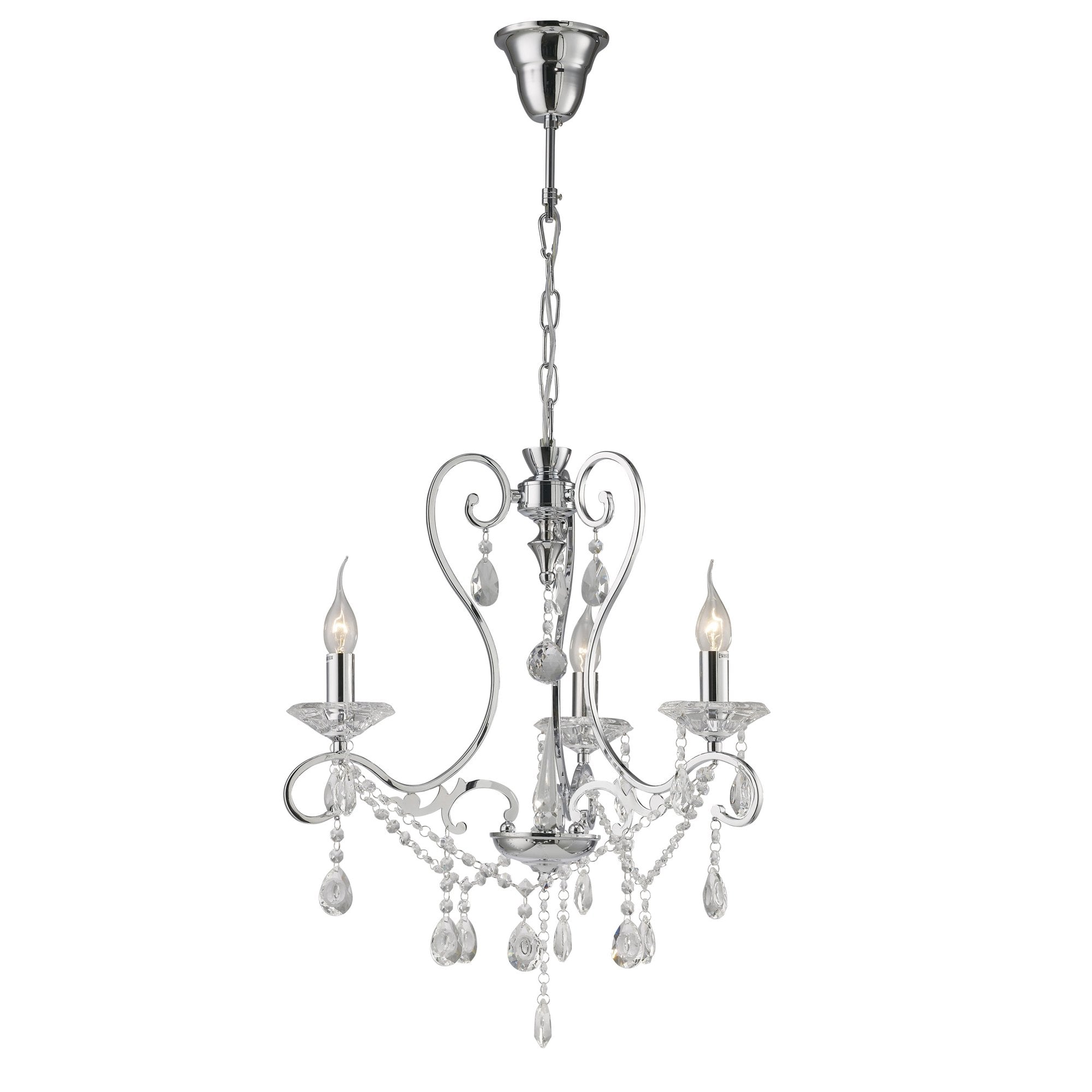 Vela Pendant 3 Light Polished Chrome/Crystal