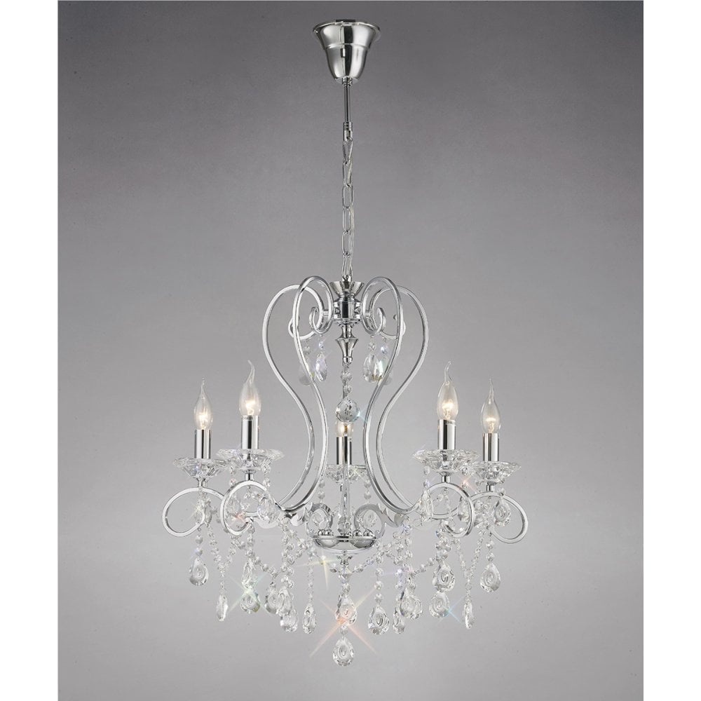 Vela Pendant 5 Light Polished Chrome/Crystal